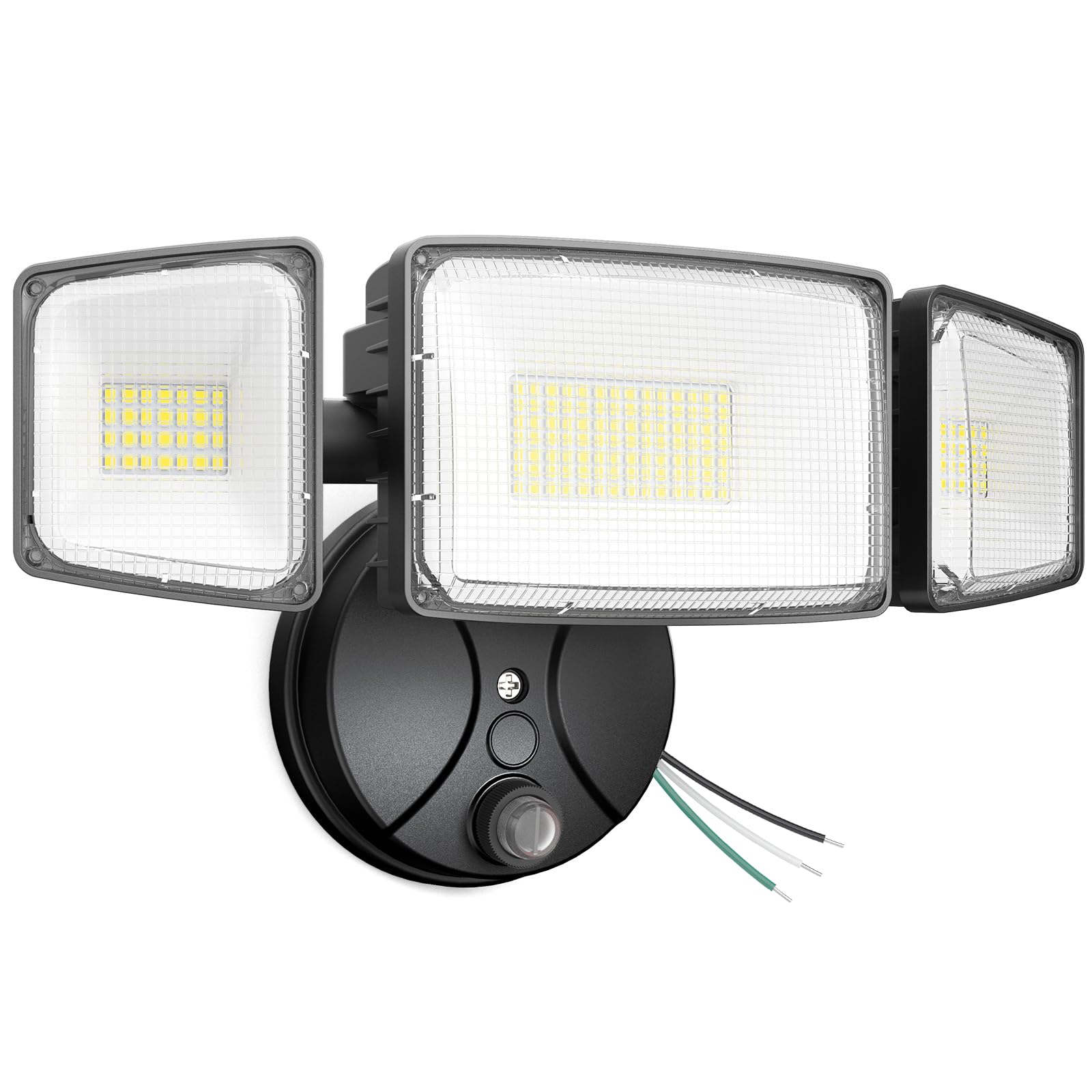 Onforu 100w Dusk to Dawn Outdoor Lighting 11000LM Led Outdoor Light from Dusk Till Dawn Super Bright Flood Light IP66 Waterproof Exterior Security Black Light Fixture 3 Heads Photocell for Garage Yard