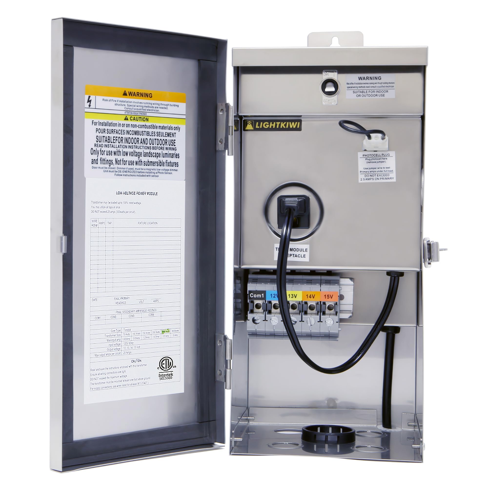 Lightkiwi W9715 300W Outdoor Landscape Lighting Low Voltage Transformer 120V Ac To (12V-13V-14V-15V Ac) Multi-Tap - Weatherproof For Garden Lights, Spotlight And Pool/Spa Lightings - Etl Listed