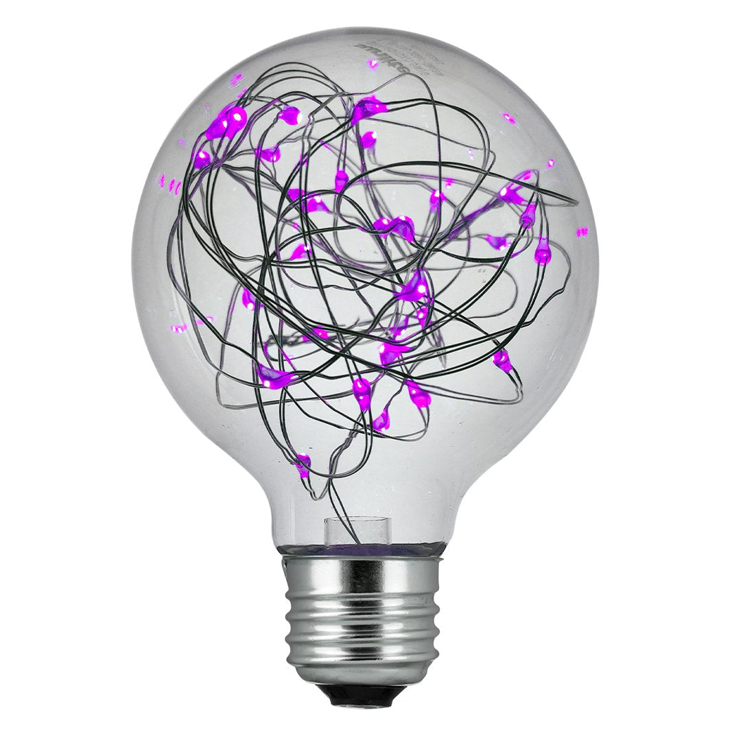 Sunlite 81173 G25 Globe Bulb  LED Fairy-Lights Inside  1.5 Watts  Medium (E26) Base  Non Dimmable  Party Decoration  Holiday Lighting  String Light  Purple  1 Count