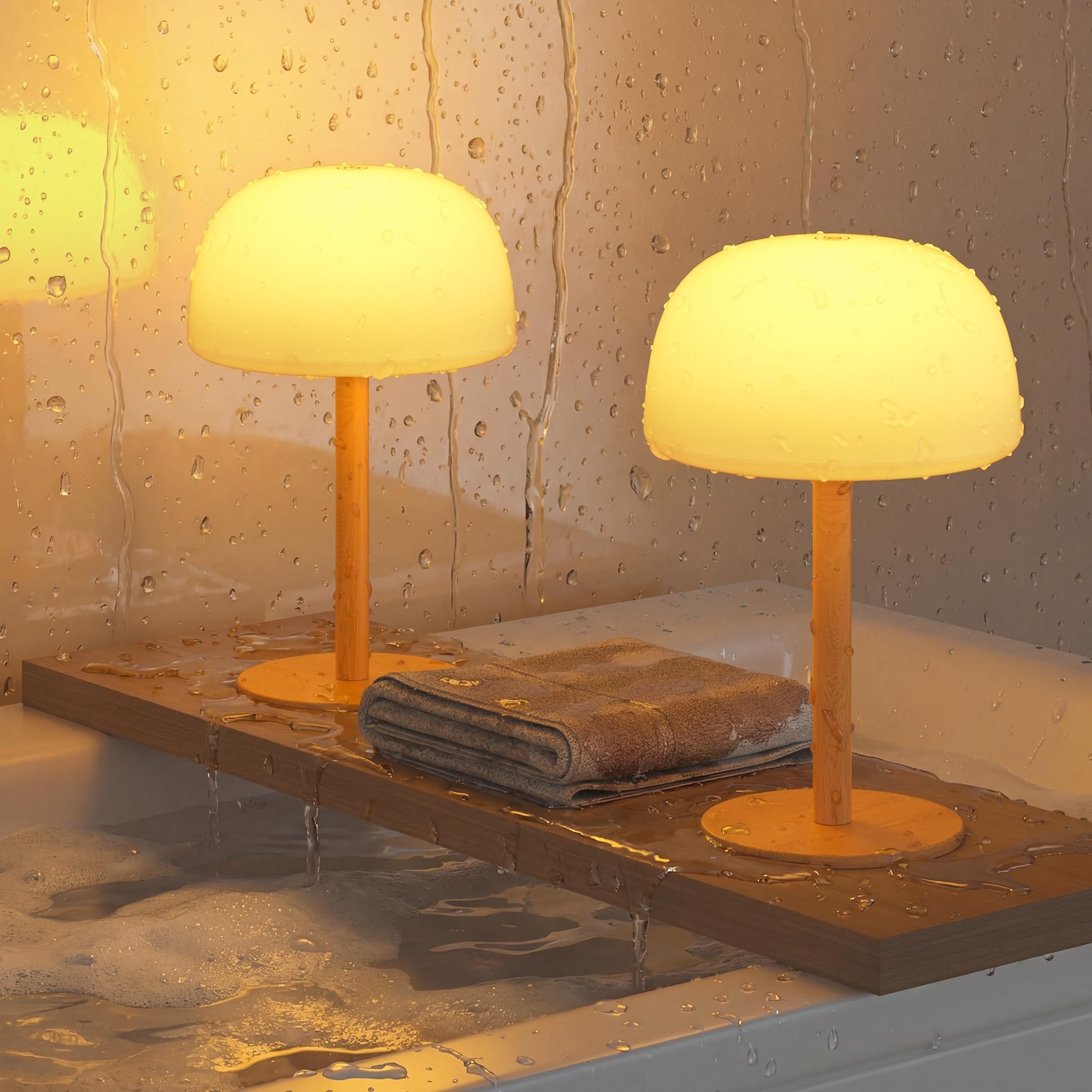 FULNIX IP65 Shower Lamp Waterproof  7500mAh Rechargeable Shower Lamp for Inside Shower  18 Colors Cordless Shower Light  Stepless Dimming LED Table Lamp for Bathroom Bathtub Patio Outdoor