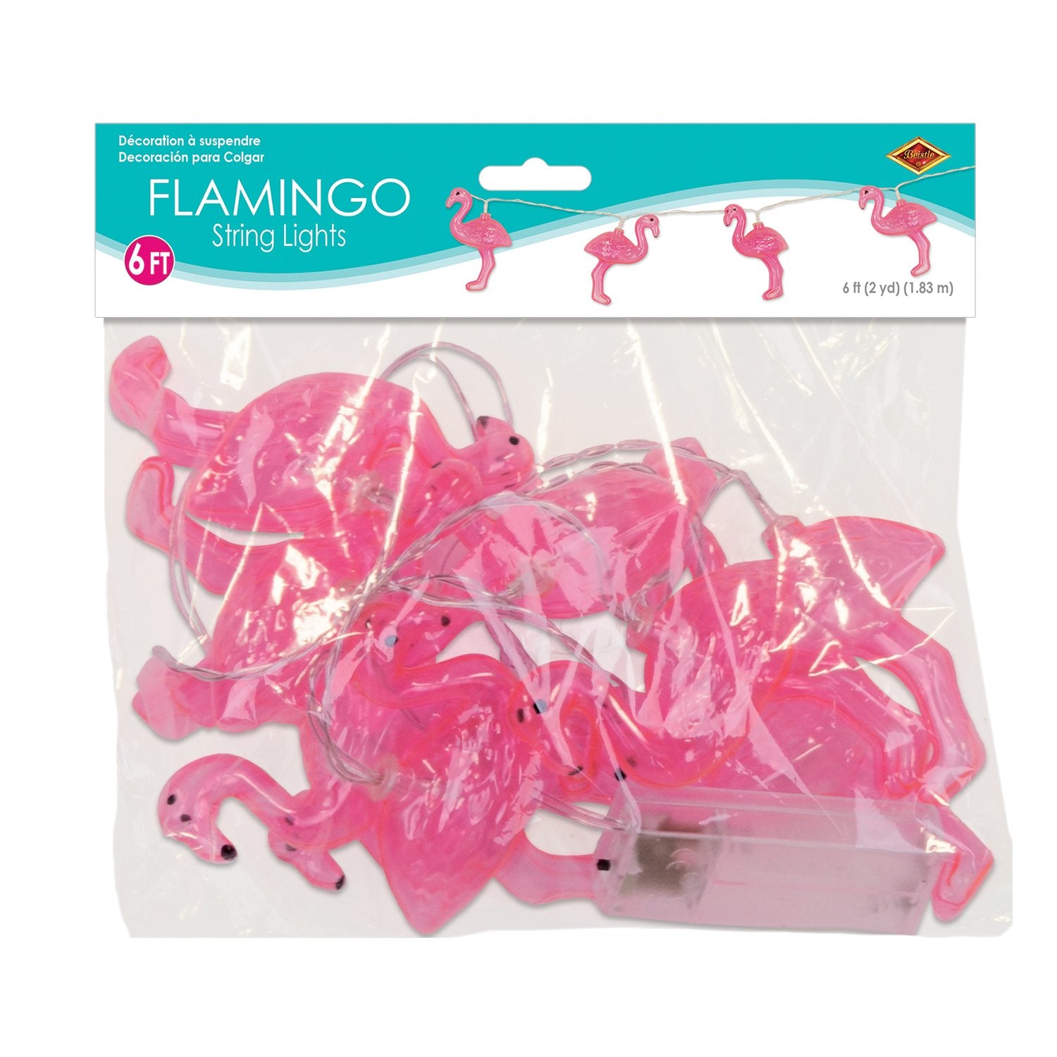 Beistle Pink Flamingo String Lights 6ft Model 59948