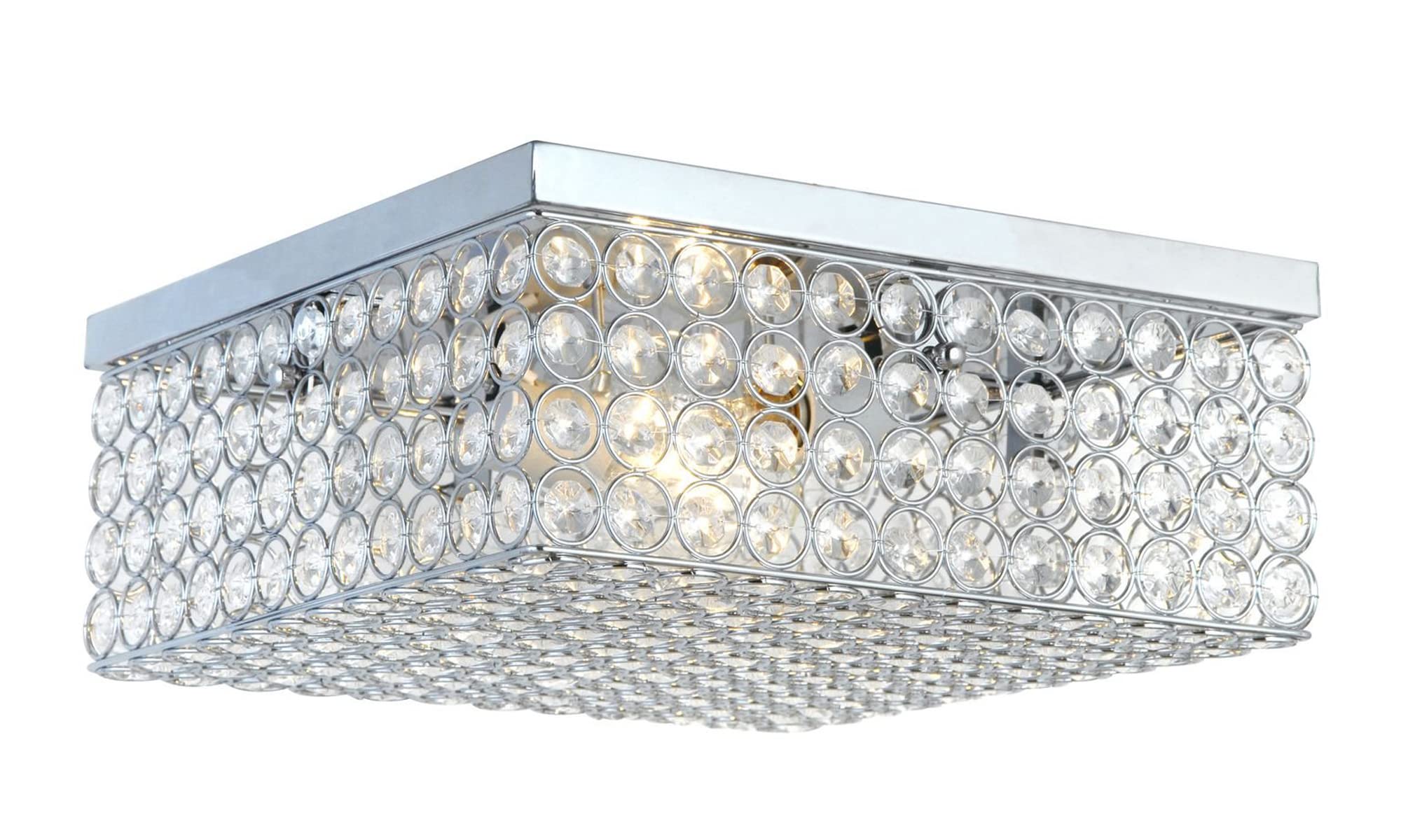 Lalia Home Flush Mount Light, 2 Light, 12 Inch Square, Chrome, Metal, Model LHM-2004-CH