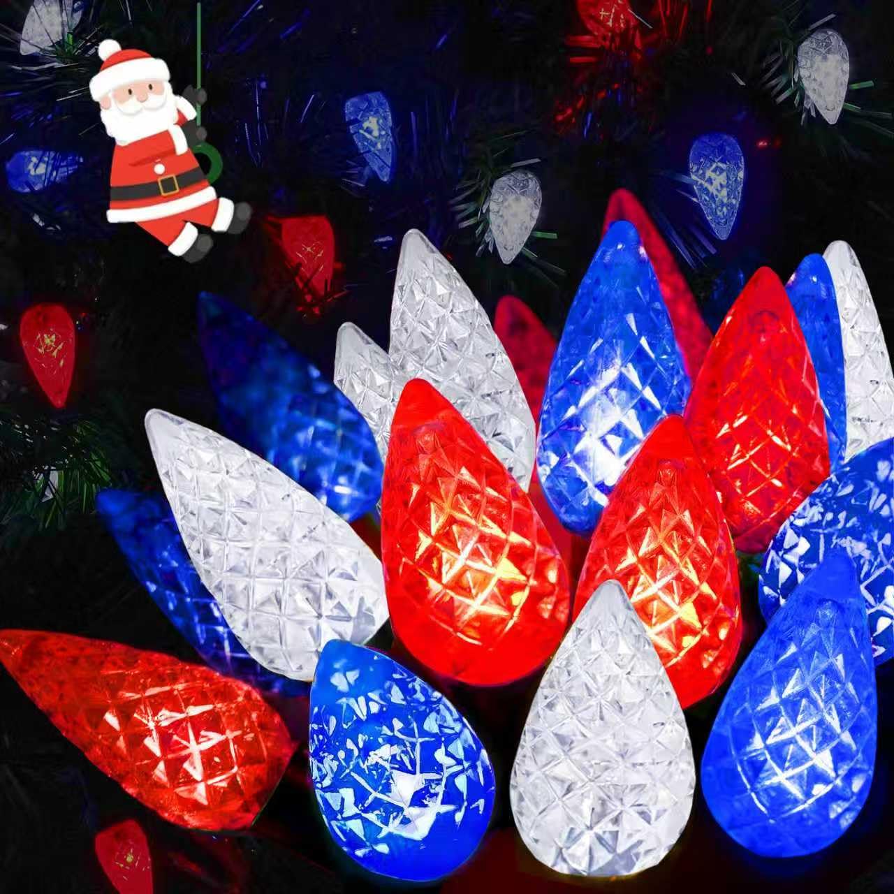 240 Led 78Ft C6 Christmas String Lights  Super Long Christmas Lights Outdoor Indoor With 13 Modes & Timer  Waterproof Fairy Twinkle Light Plug In For Tree Party Xmas Decorations (Red White And Blue)