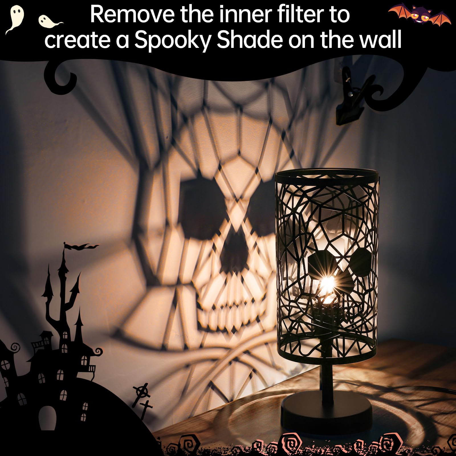 Black Skull Lamp,Acomycici 3-Way Dimmable Touch Control Table Lamp For Gothic Decor, Best Ideal Gift,Anniversary Birthday Gifts Halloween Christmas Decorations Skull Light (Bulb Included)