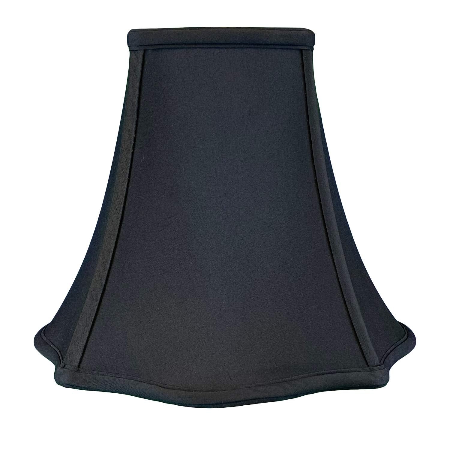 Royal Designs, Inc. Flare Bottom Square Bell Lamp Shade, Silk Blend, 5 x 12 x 9.25, Black, Model BS-702-12BLK-2, Set