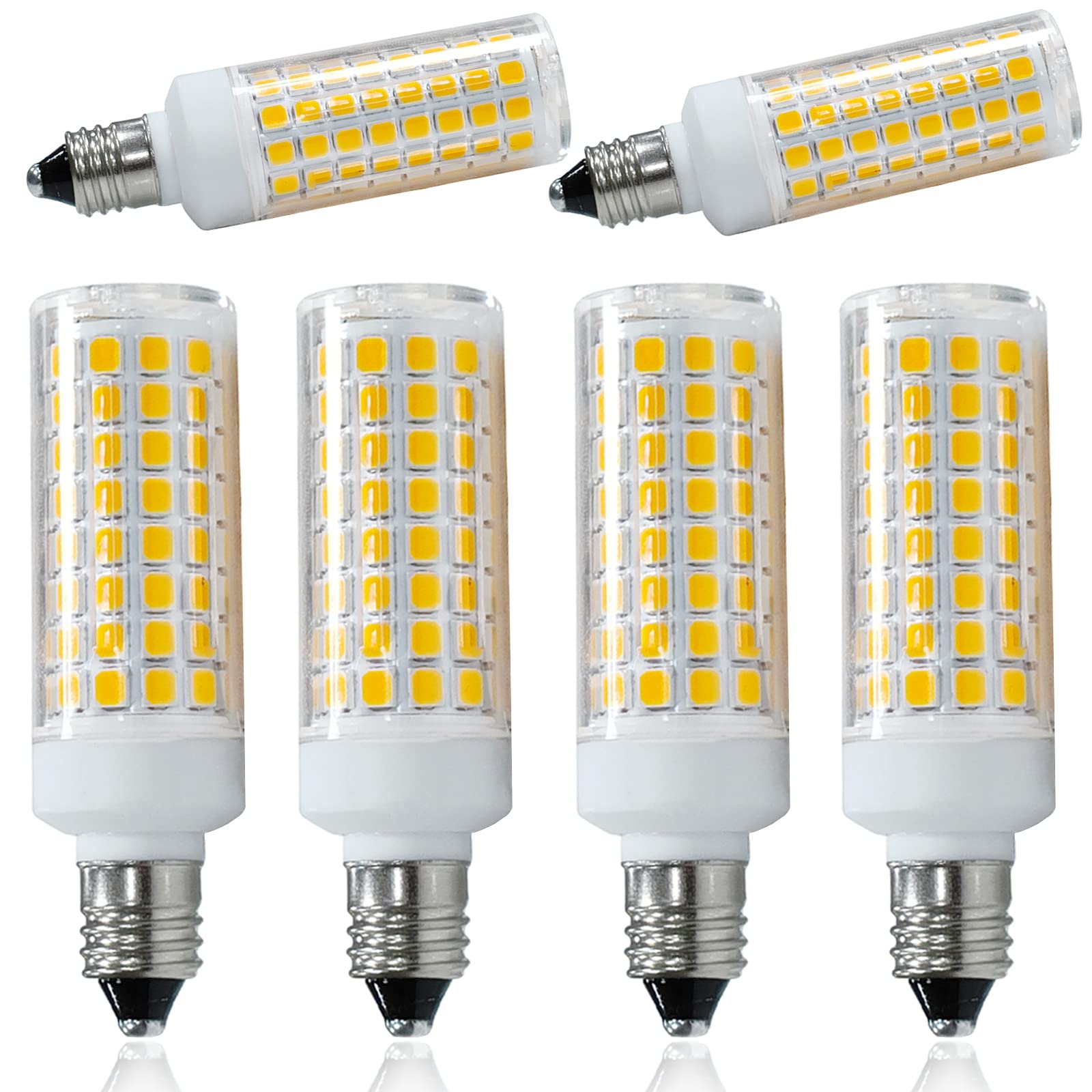 Haoguais 6-Pack Led E11 Bulbs  E11 Mini Candelabra Base  Warm White 3000K 75W Halogen Equivalent  120V 7W Jd T3 T4 Corn Bulb Indoor Lighting
