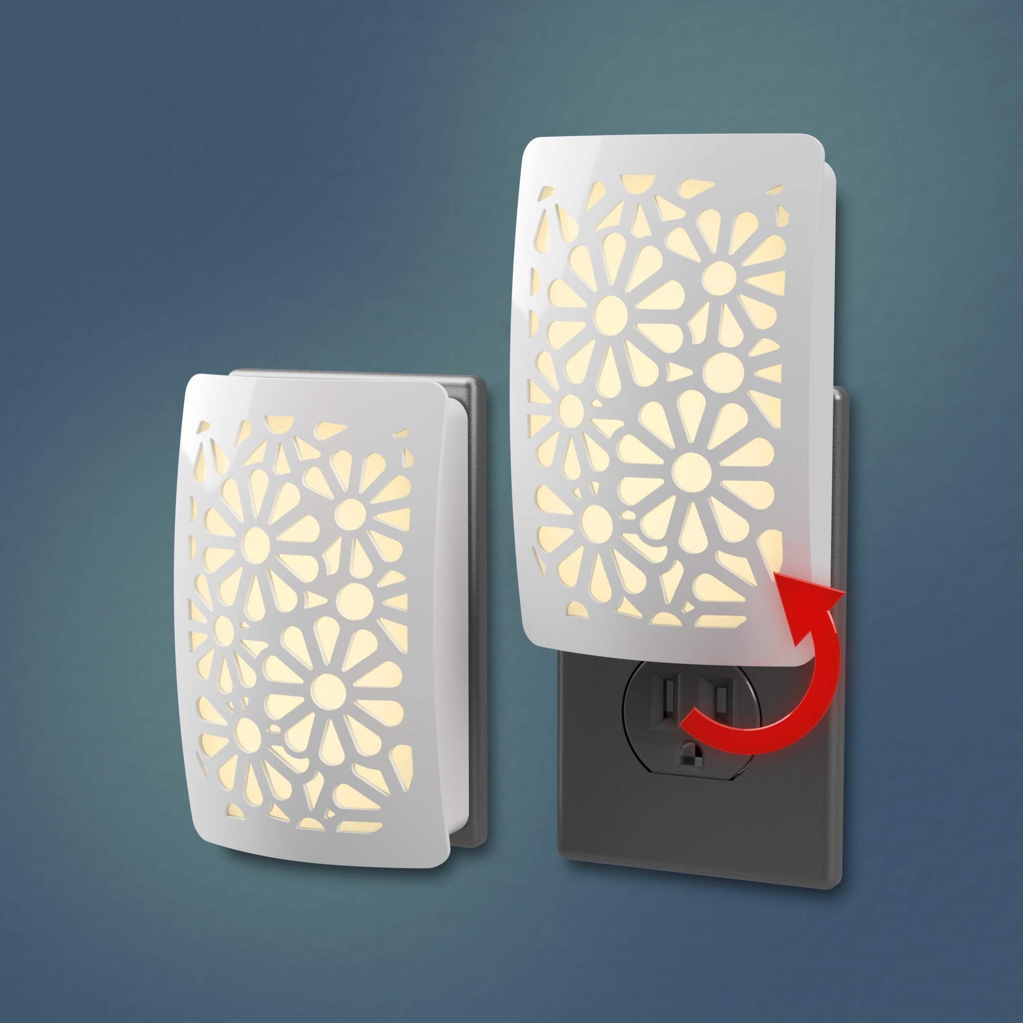 Westek NL-DPFL-W Floral Decoplug Night Light, Plastic, White