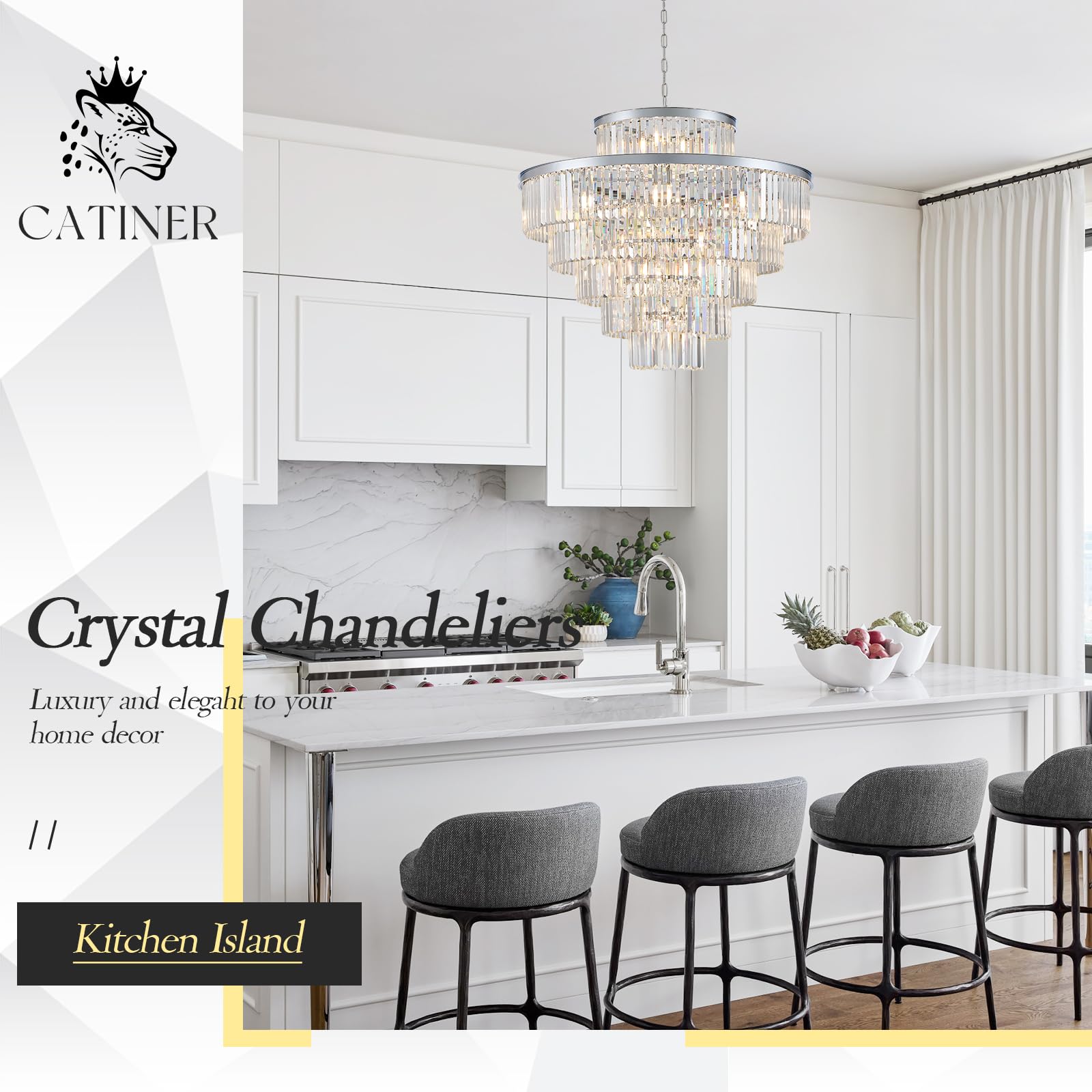 23 Lights Large Crystal Chandeliers 36 Modern Chrome stylish Chandelier For Foyer Staircase Chandeliers 6 Tiers Round K9 Ceiling Pendant Lighting Fixture For Living Dining Room