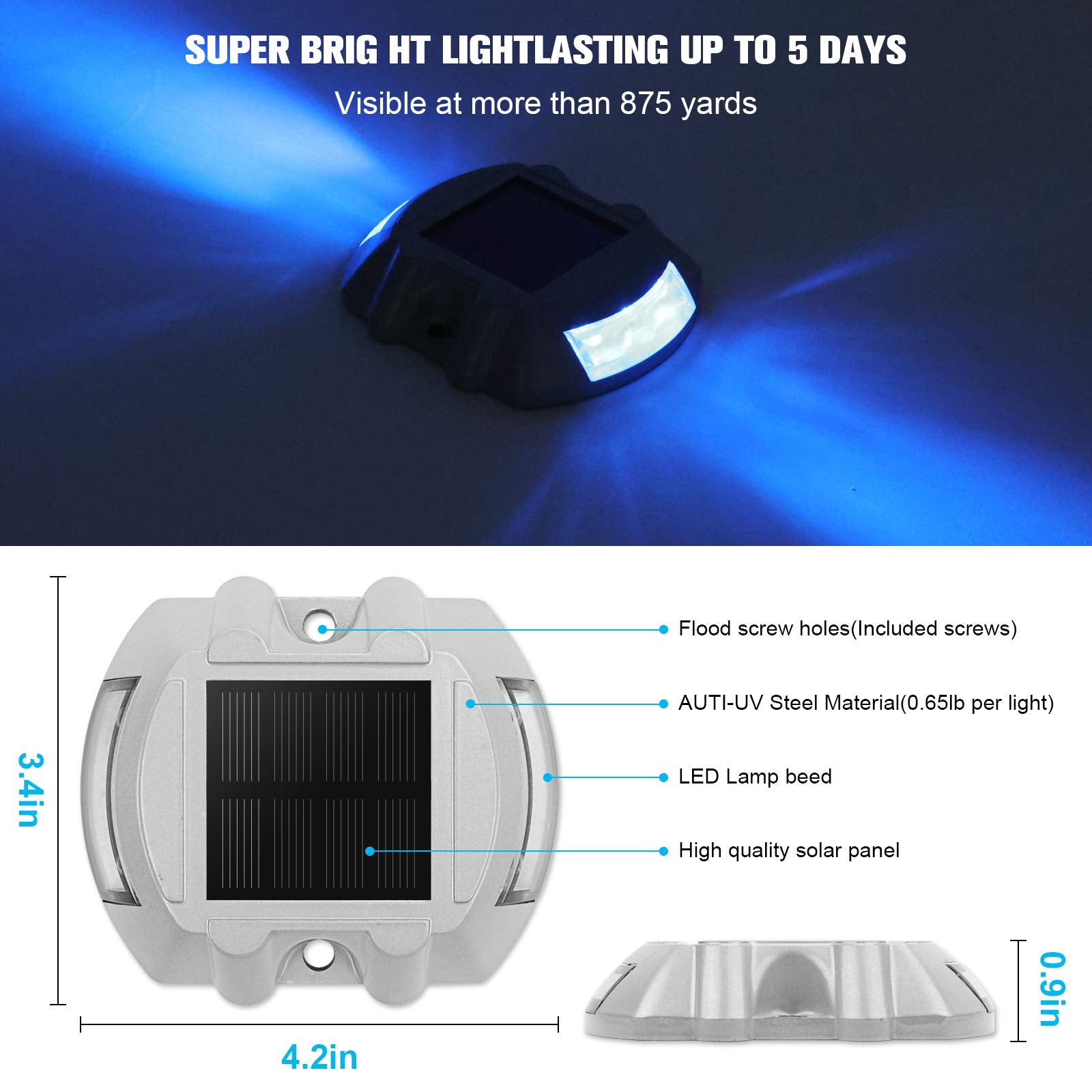 Volisun Solar Deck/Dock Lights, 20-Pack Led Ip67 Waterproof Outdoor Warning Step Lights For Driveway Sidewalk Garden Pathway Yar