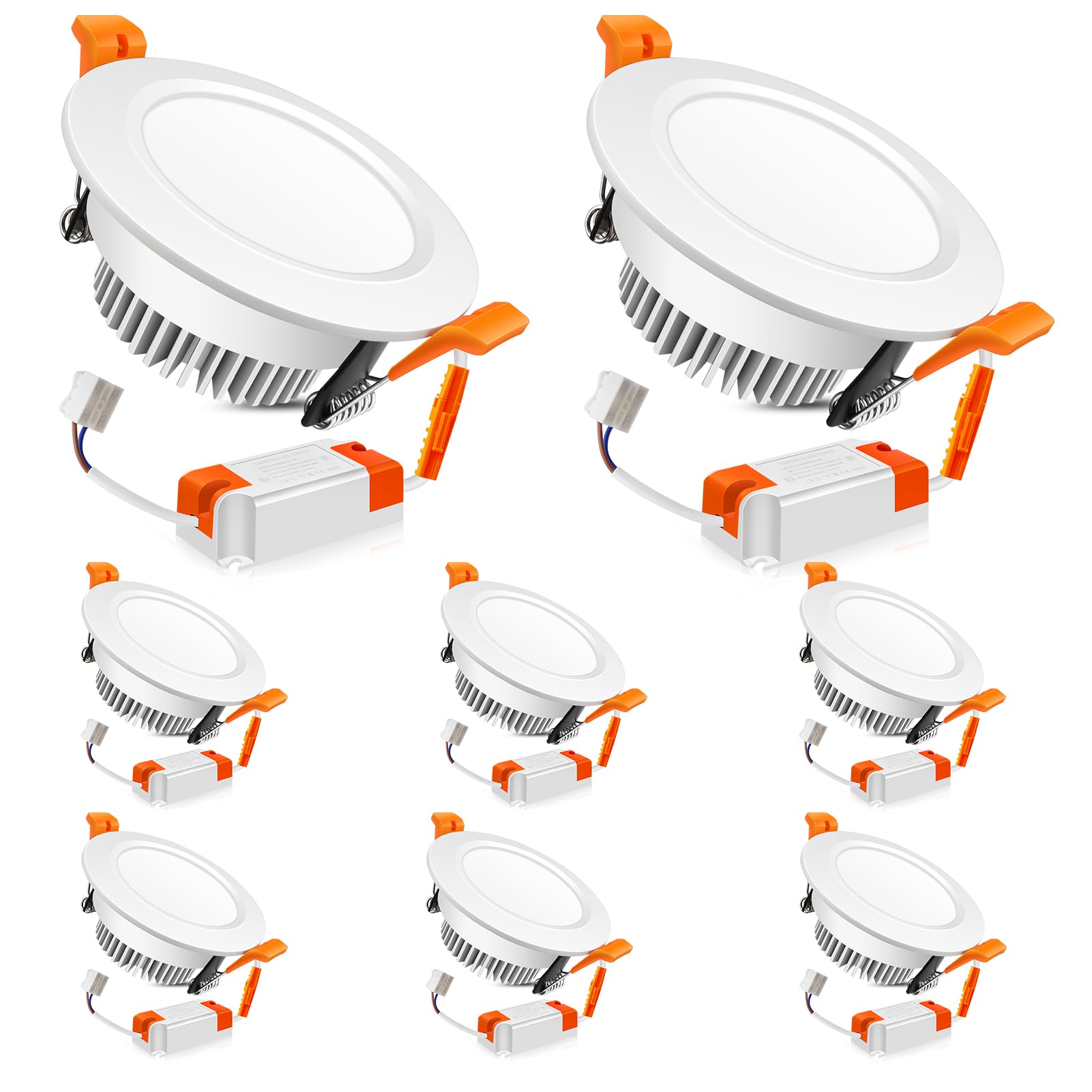 3.5 Inch LED Recessed Dimmable Downlight, 7W (55W Halogen Equivalent), 3000K Warm White, CRI80, Ceiling Light with LED Driver (8