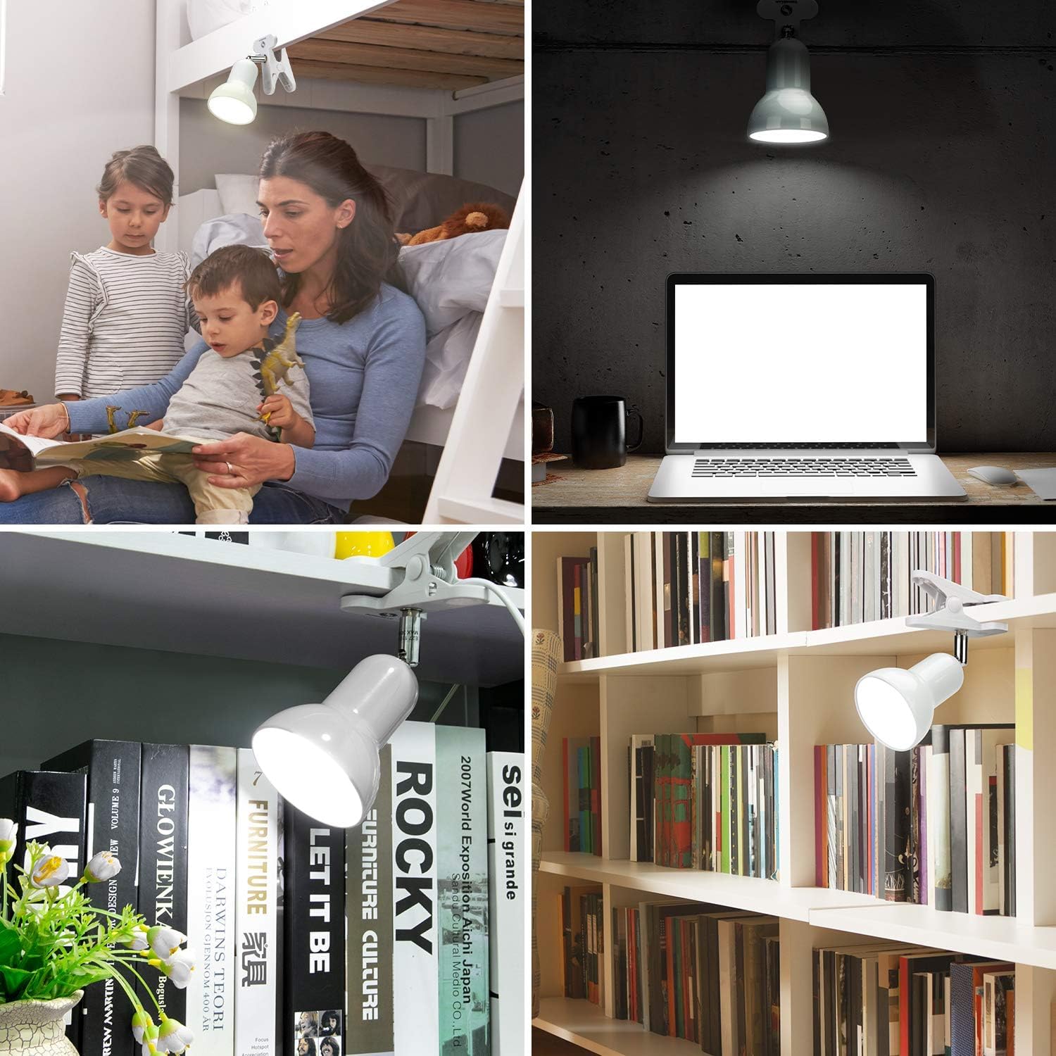 Sun-Rising Cilp On Light,360? Rotation Clip On Lamp Portable Book Reading Light,Clamp On Desk/Table/Bunk Bed/Cupboard Homeclamp