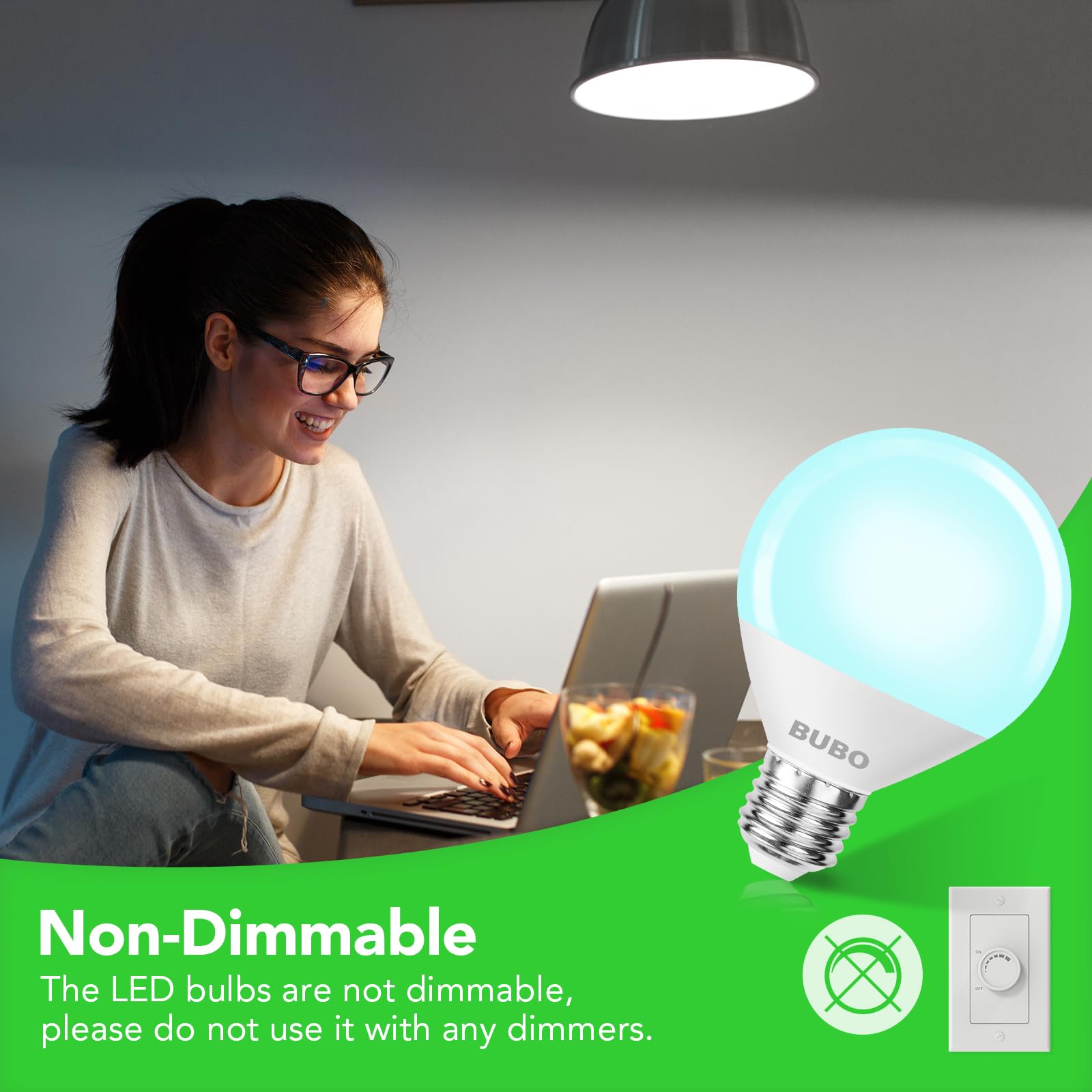 Bubo Vanity Light Bulbs 60 Watt Equivalent, Bathroom Light Bulbs Daylight White 5000K, G25 Globe Round Bulb 800 Lumens, E26 Medi