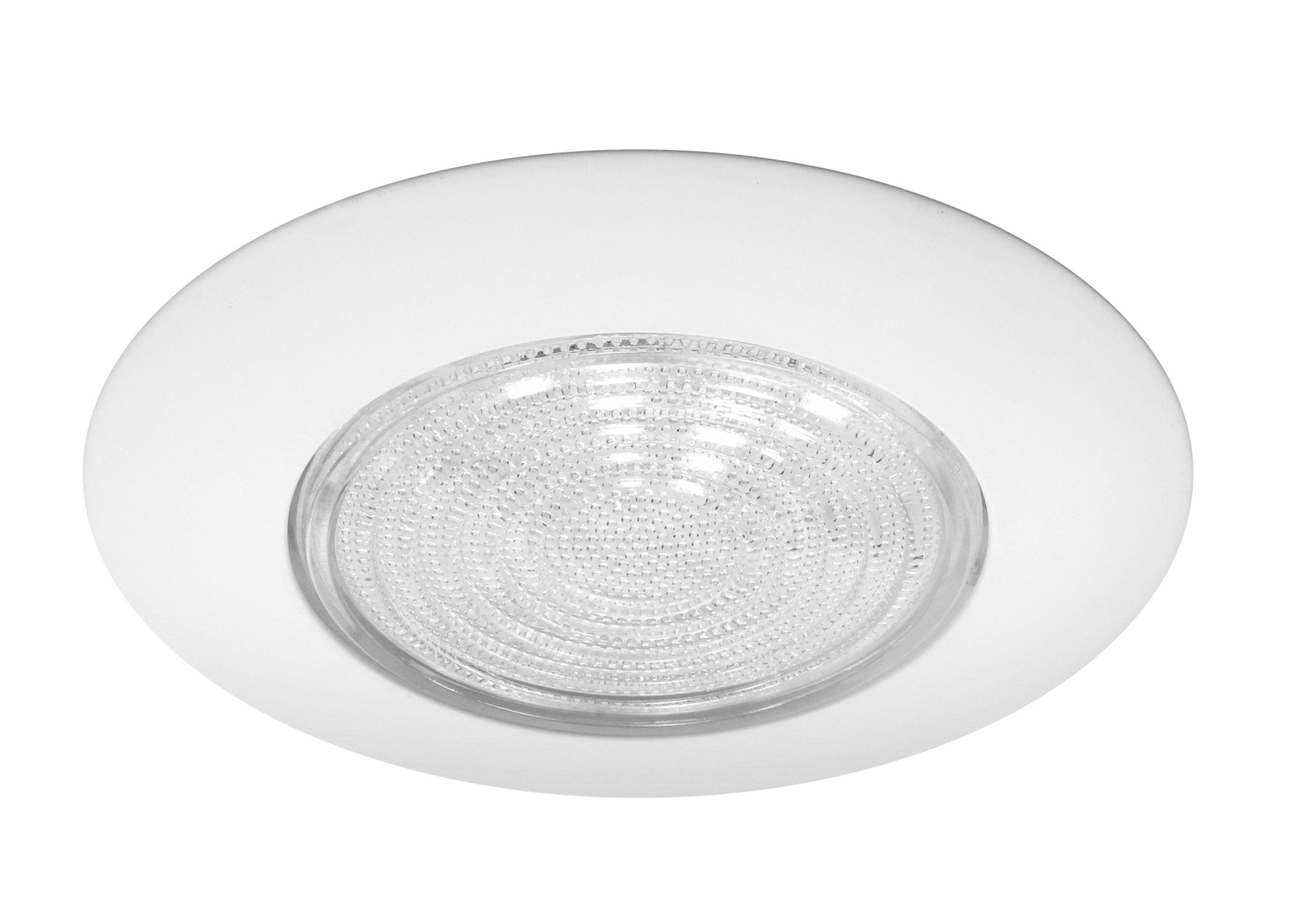 Nicor Lighting 6 Inch White Recessed Shower Trim With Glass Fresnel Lens (17502)