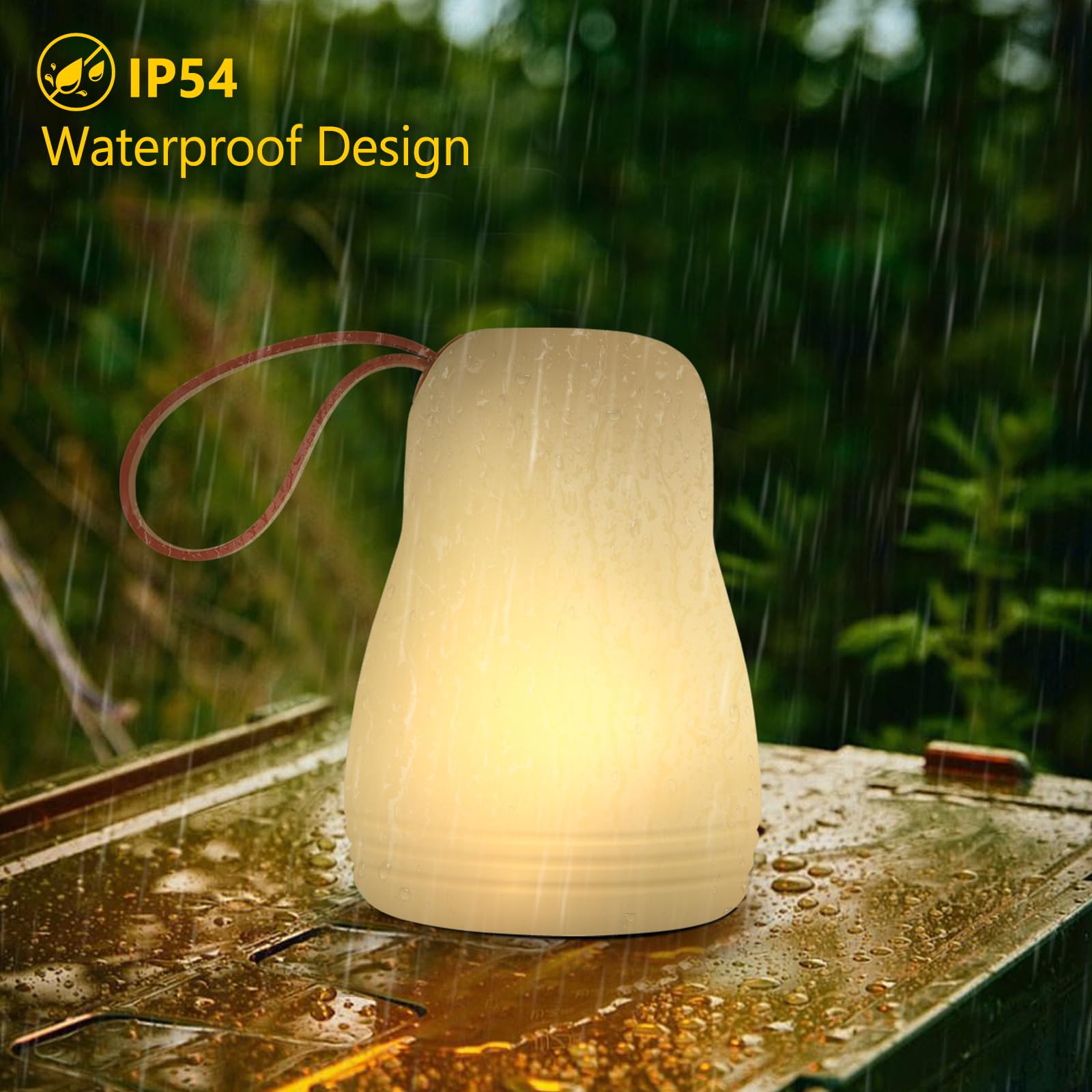 Gewiny Portable Outdoor LED Table Lamp - Rechargeable, Dimmable, Waterproof - 3000K Light for Camping, Garden, Indoor Use - White