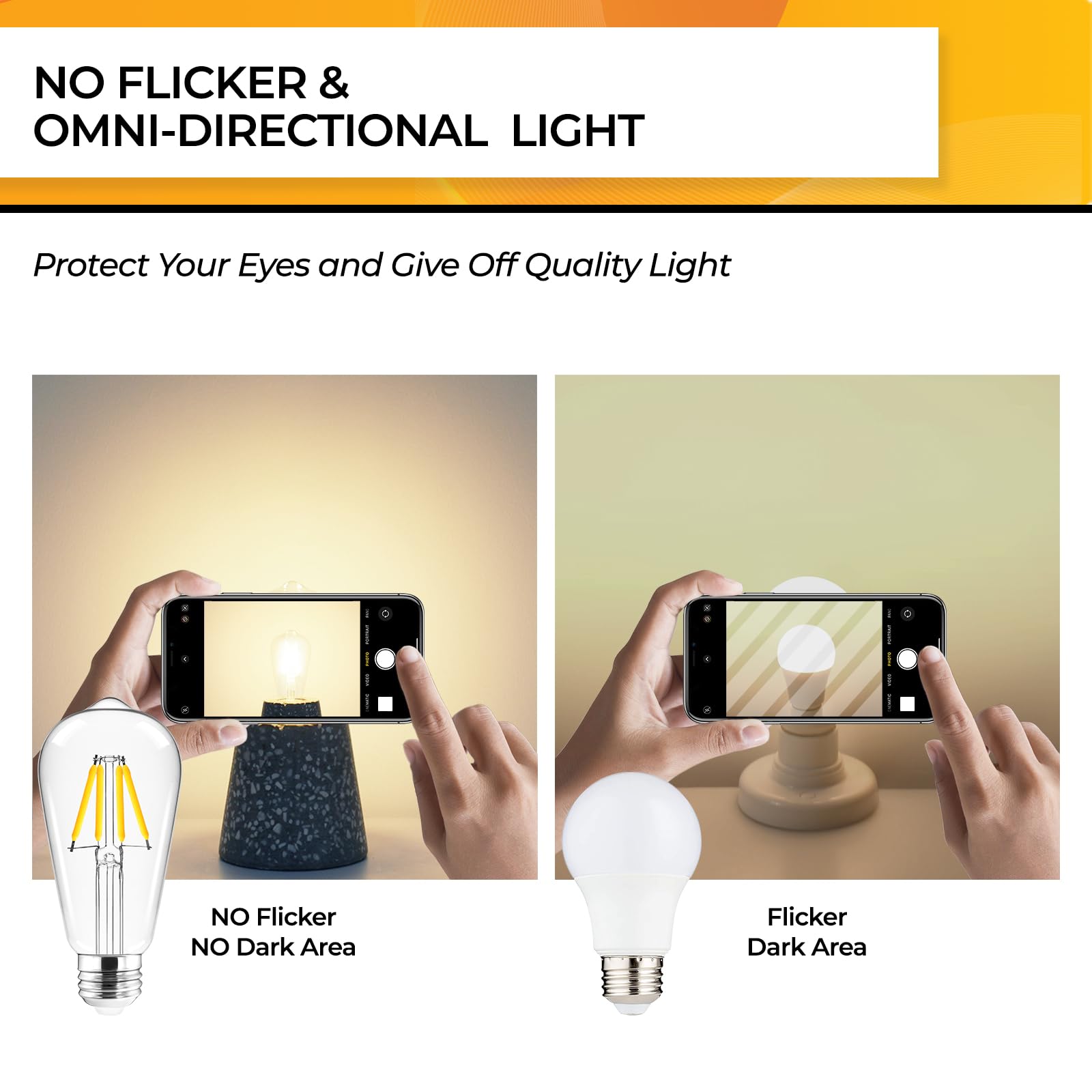 Hizashi LED Edison Bulbs, Dimmable E26, 4W Equivalent 40W, 450 Lumens, Soft White 3000K, Clear Glass, Pack of 12