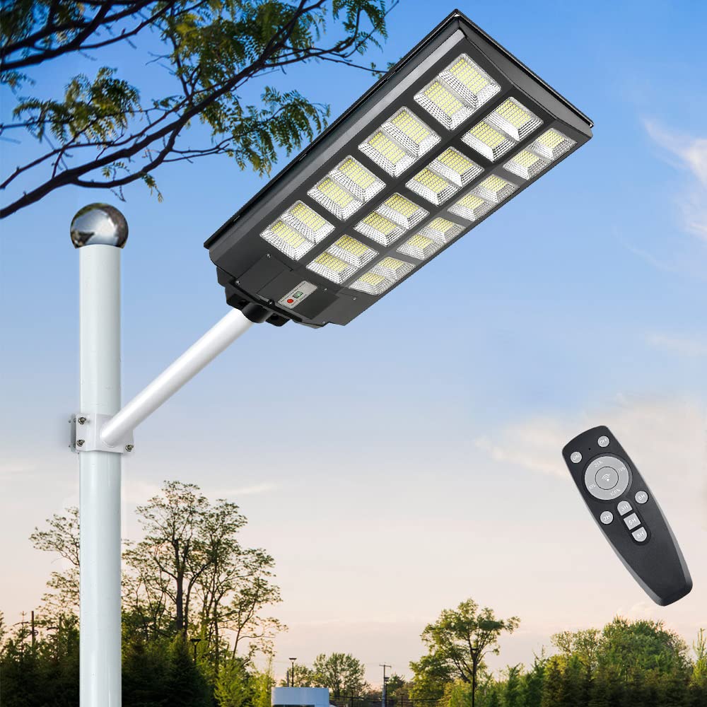 DENGMALL 12000W Solar Street Lights Outdoor, 100000 Lumens Dusk to Dawn Motion Sensor Security Flood Light Waterproof, Perfect f