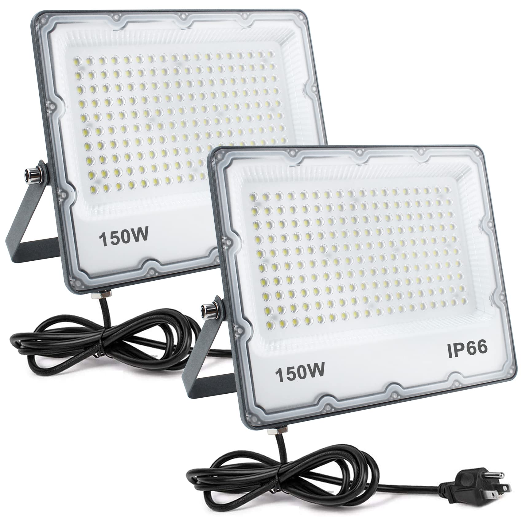 Indmird 150W Led Flood Lights, 15000Lm, Ip66 Waterproof, Outdoor Security, 2 Pack, 650