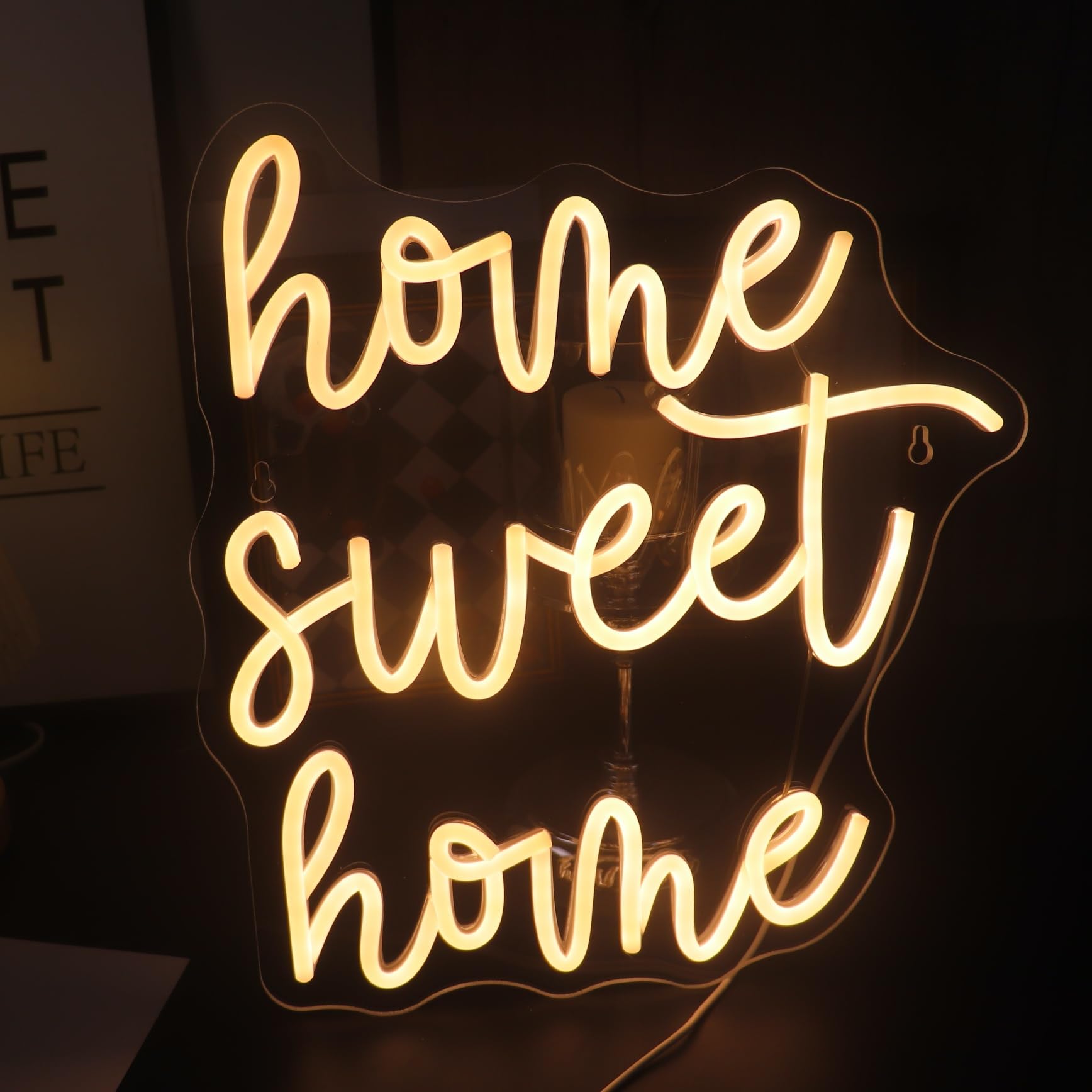 Home Sweet Home Neon Sign  Positive Quotes Decorative Neon Lights For Home Room Wall Decor Neon Light Sign  Christmas Birthday Gift Thanksgiving Gift(Warm White)