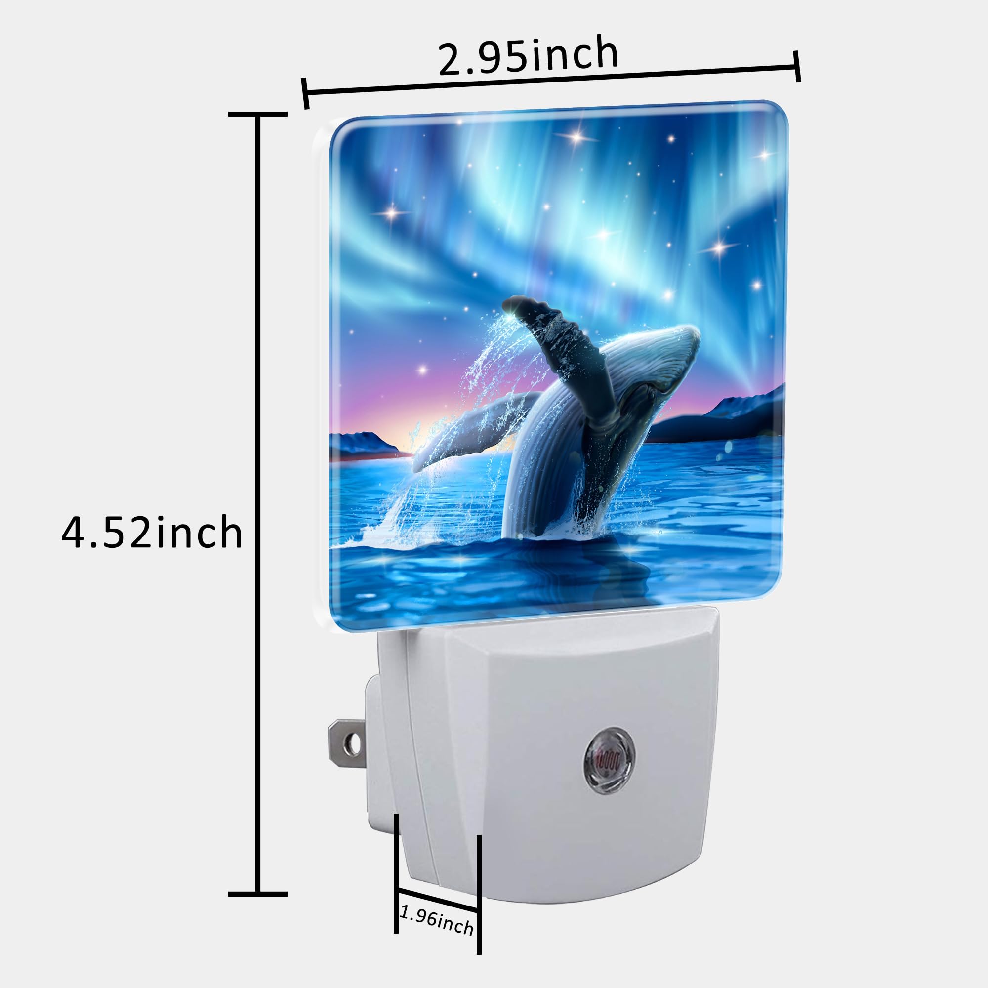 Uiaoiais Humpback Whale Breaching Water Night Light For Kids, Led Night Light Plug Into Wall With Dusk To Dawn Sensor For Girls