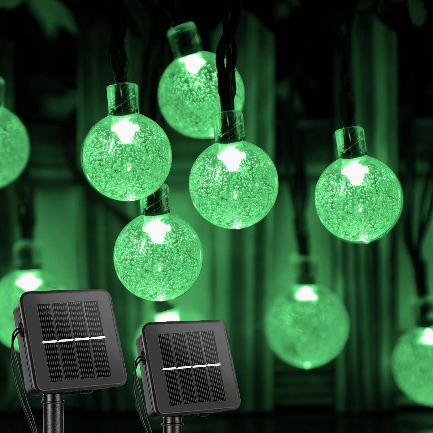 Solar String Lights Outdoor 120 LED 72 Ft Total, Crystal Globe Lights with 8 Lighting Modes, Waterproof Solar Powered Patio Lights for Garden Yard Porch Wedding Party Decor (Green)