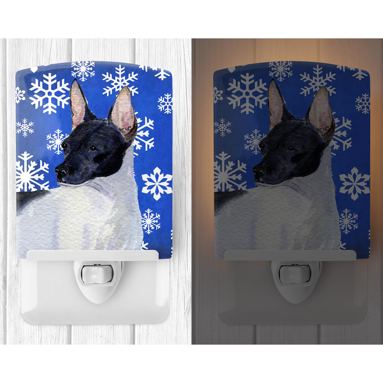 Carolines Treasures Night Light, Rat Terrier Design, Ceramic, UL-Certified, 6x4x3in, Multicolor, Model SS4618CNL