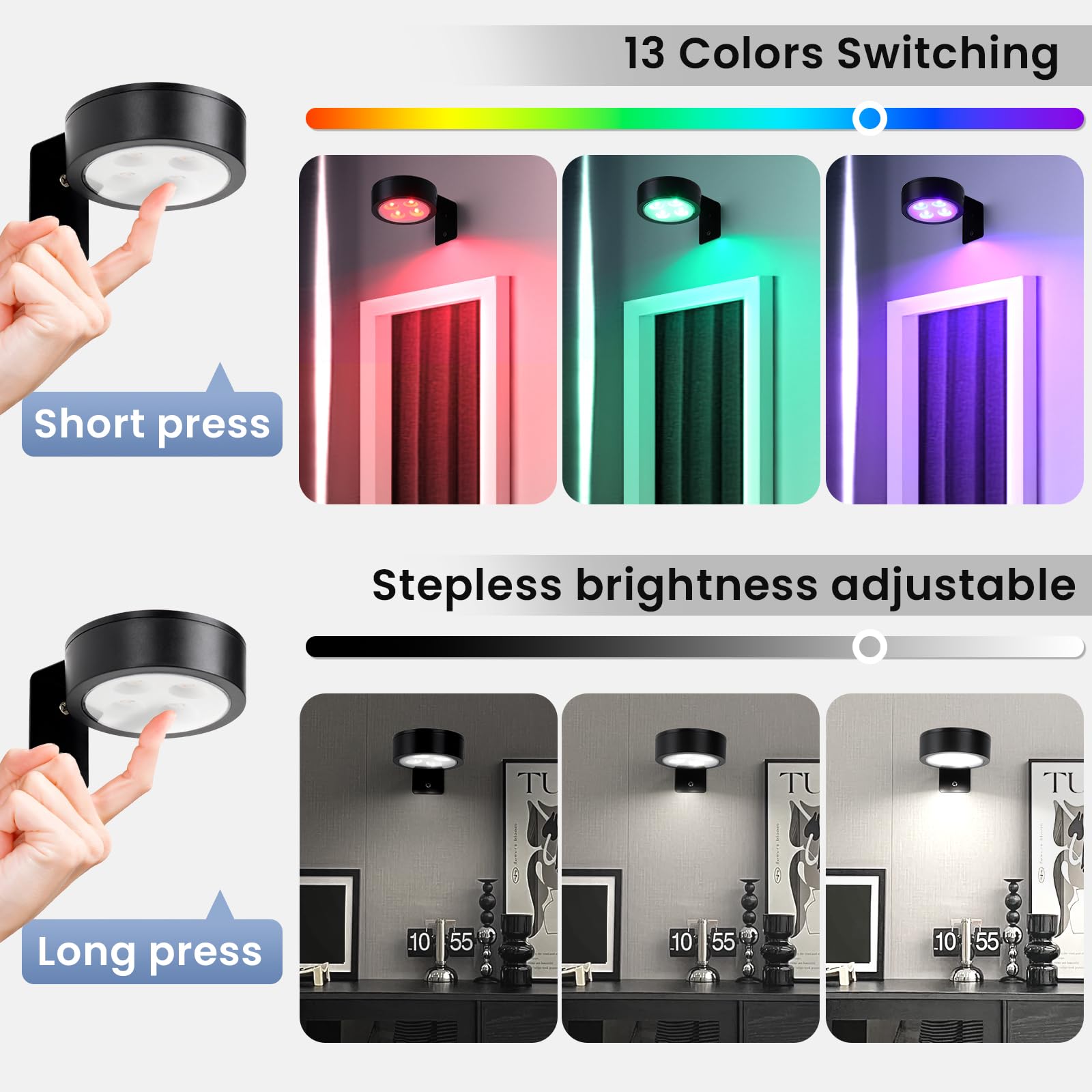 4-Pack Wireless Battery Operated Painting Light With Remote Control,13 Color Rgb Magnetic Led Art Display Light For Picture Fram