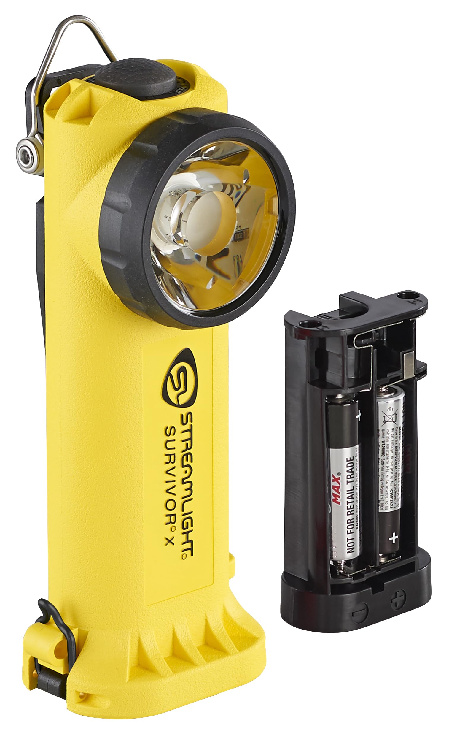 Streamlight 90960 Survivor X 250-Lumen Right-Angle Firefighters Flashlight with Three (3) AA Alkaline Batteries, Yellow
