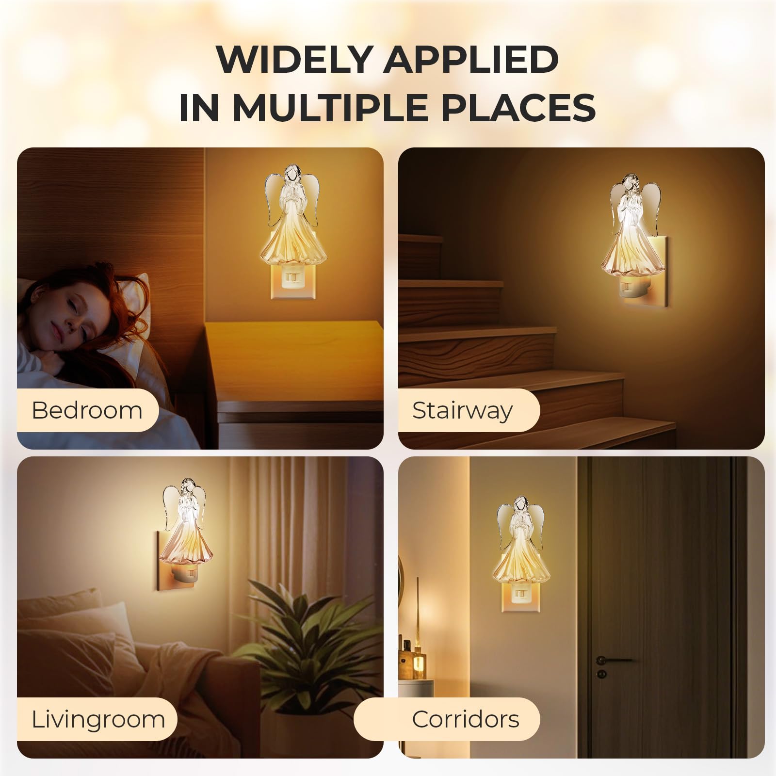 Huazhqing 2Pcs Praying Angel Night Light Plug Into Wall With 5W C7 Bulb  360 Degree Swivel Plug With On/Off Switch Angel Night Light For Bedroom Bathroom Kitchen Hallway  Holidays Gifts For Christmas