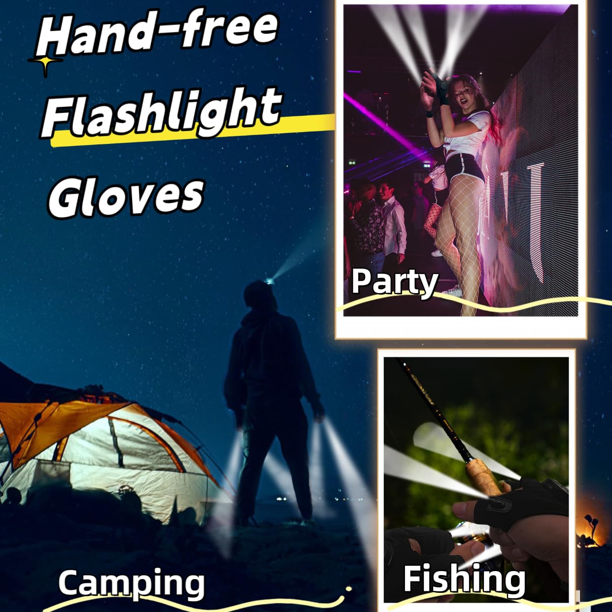 HikooLSS LED Flashlight Gloves Gifts for Men Unique and Cool Gadget Gifts Fathers Day/Birthday Gifts Useful Tools for Dad (No T