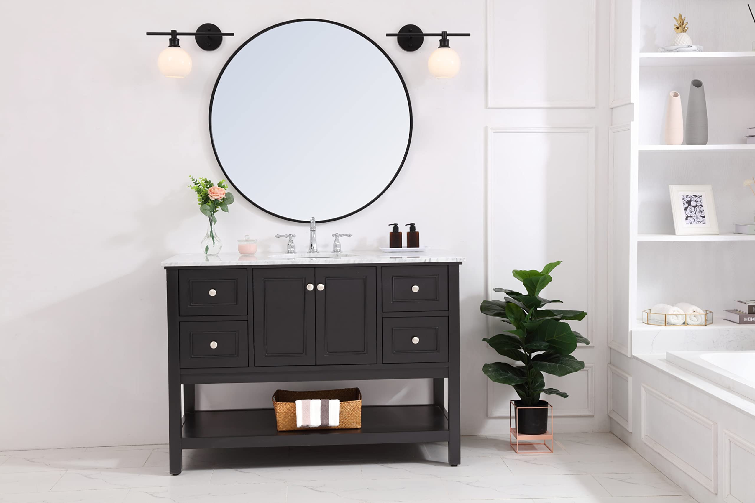 Living District Black Wall Sconce With Frosted White Glass - 1 Light Modern Home Lighting