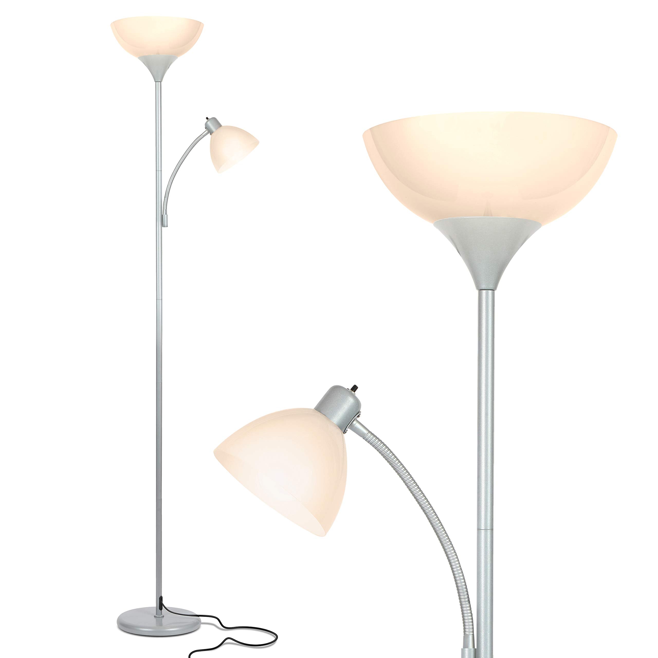 Brightech Sky Dome Plus LED Floor Lamp, Dimmable, Silver, Model FL-DMEPLS-SVR