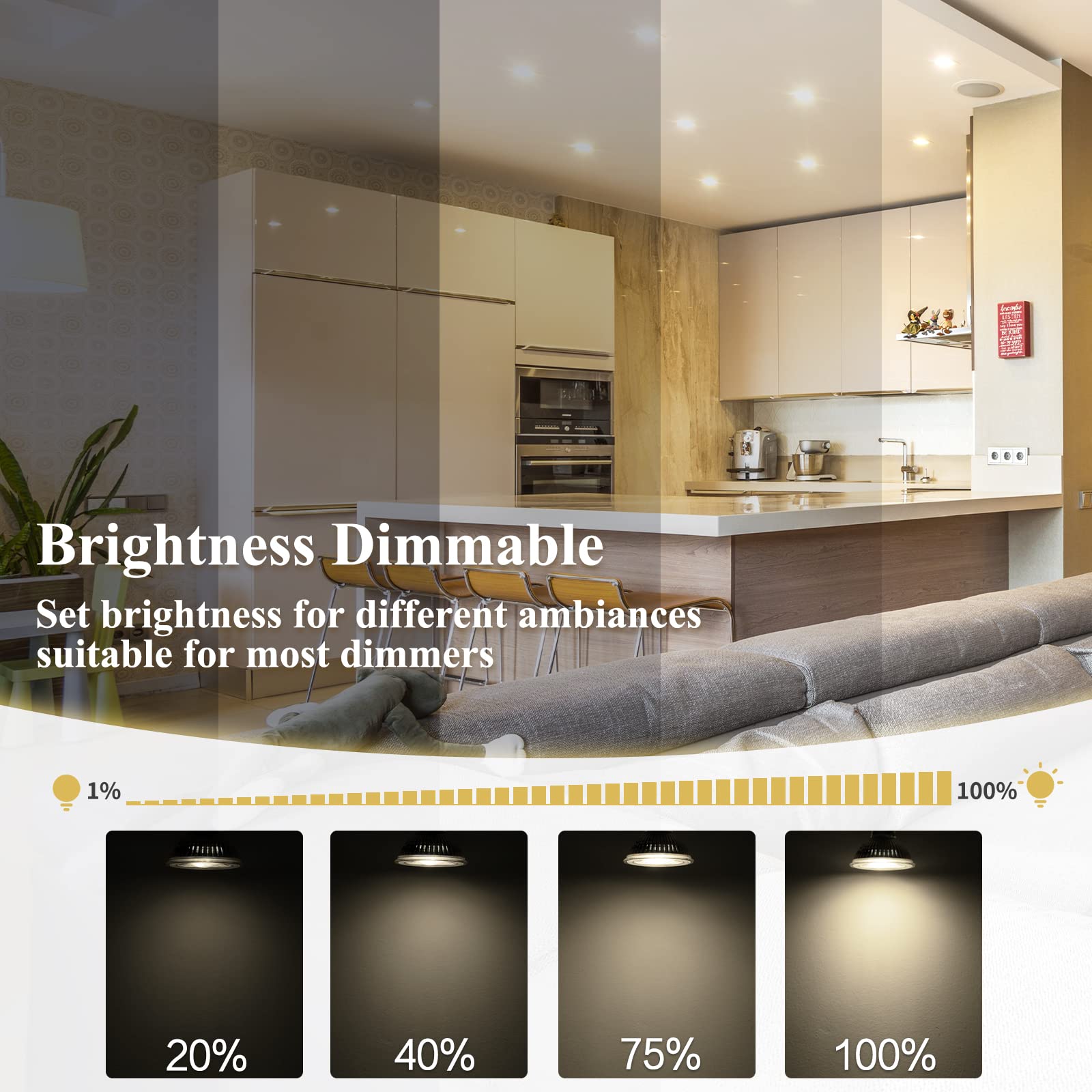 DiCUNO MR16 LED Bulb Dimmable 6W, 4000K Natural White, GU5.3 Base, 40 Degree Beam Angle, Pack of 6
