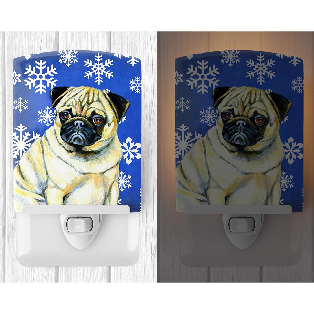 Carolines Treasures Ceramic Night Light, Pug Design, UL-Certified, 6x4x3in, Multicolor, Model LH9297CNL