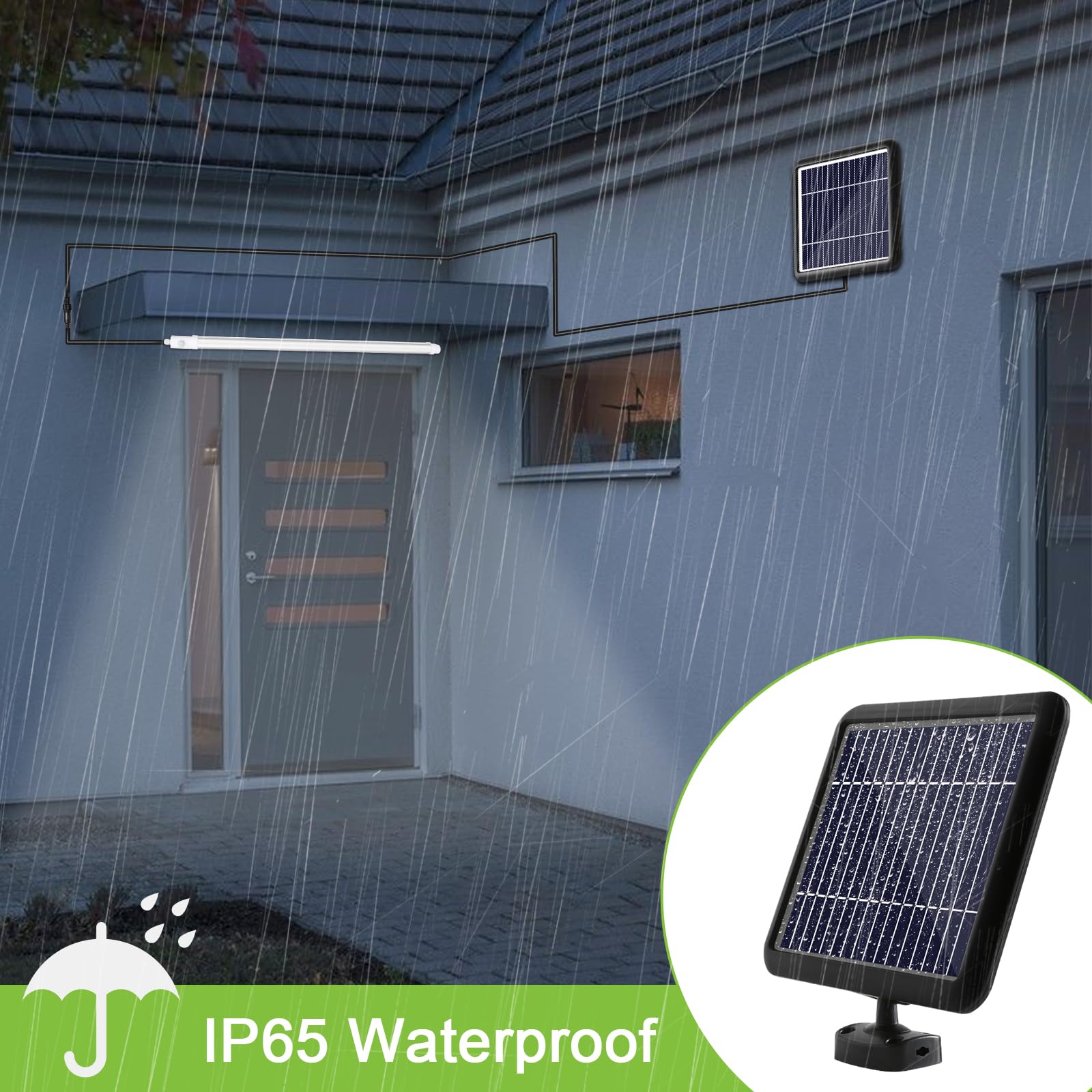 Hykolity Solar Powered Shop Light With Motion Sensor, 3Ft 17W (100-Watt Equivalent),Integrated Led Ip65 Waterproof Outdoor Motio