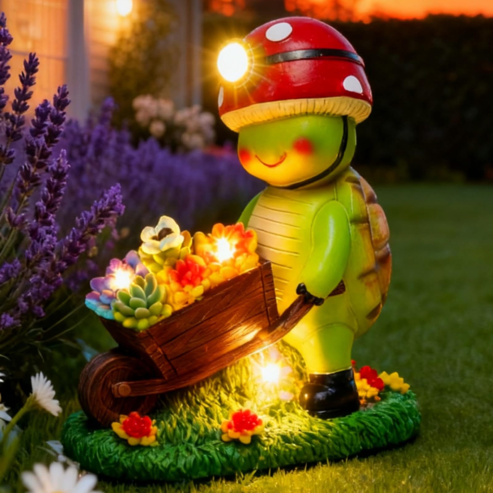 SunGlee Solar Light Turtle Outdoor Garden, Turtle Solar Light for Outdoors Yard Patio Decor 4 LED Sun Powered Outsides Turtles D