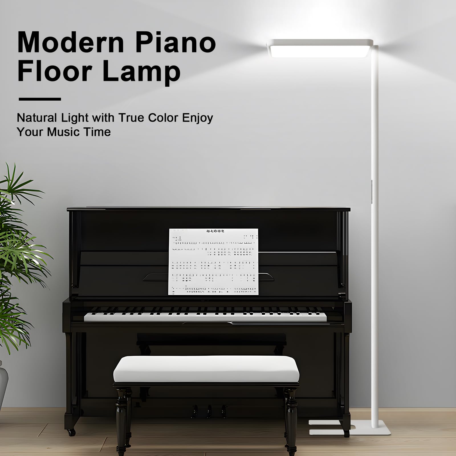 Illus Illumination 78'' Led Floor Lamp 80W White Modern Floor Lamp Dimmable Full-Spectrum Standing Lamp 4000K Eye-Care Tall Read