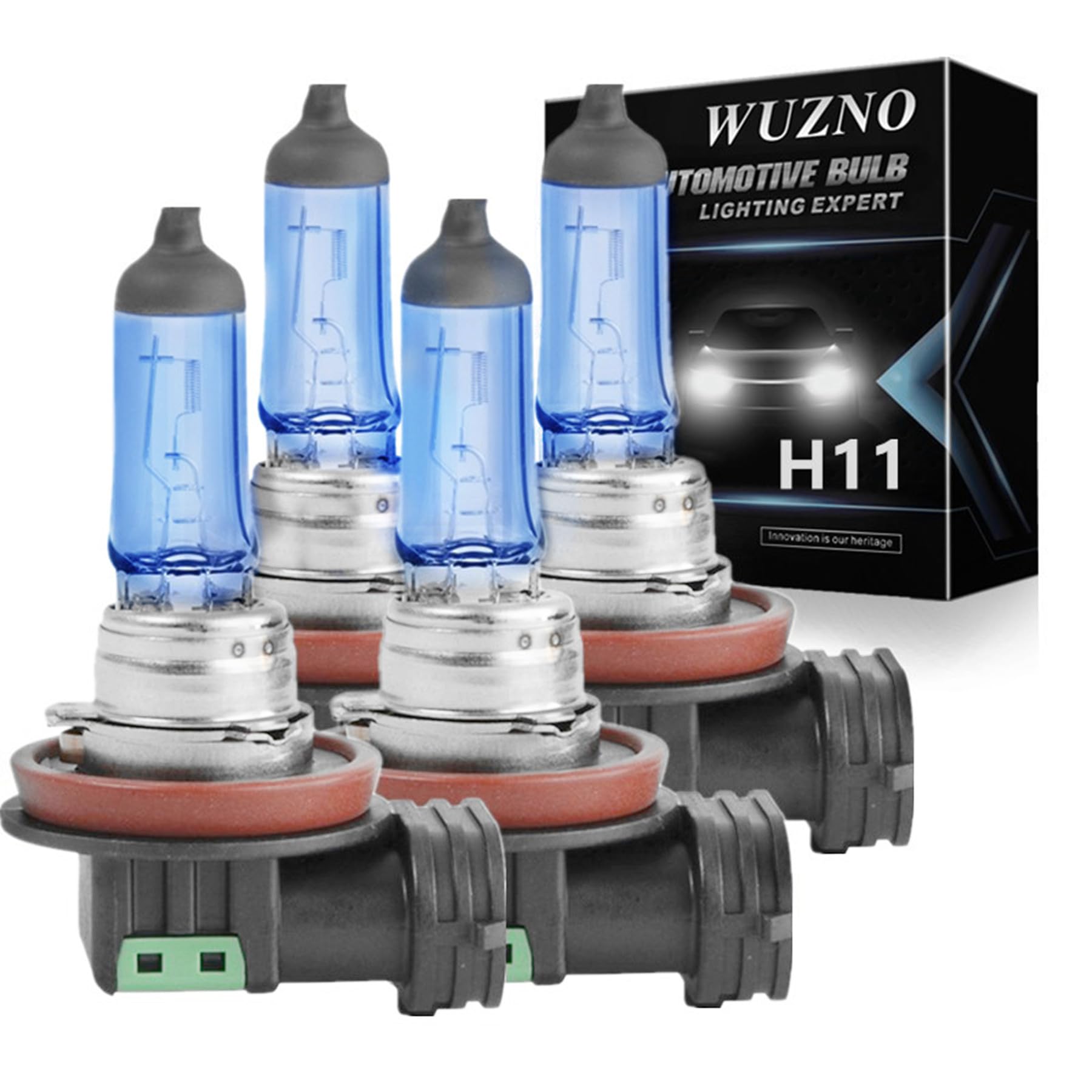 4 Pack H11 Halogen Headlight Bulb/Fog Light 12V 55W White 5000K 64211 12362 Light Headlamp Super Bright