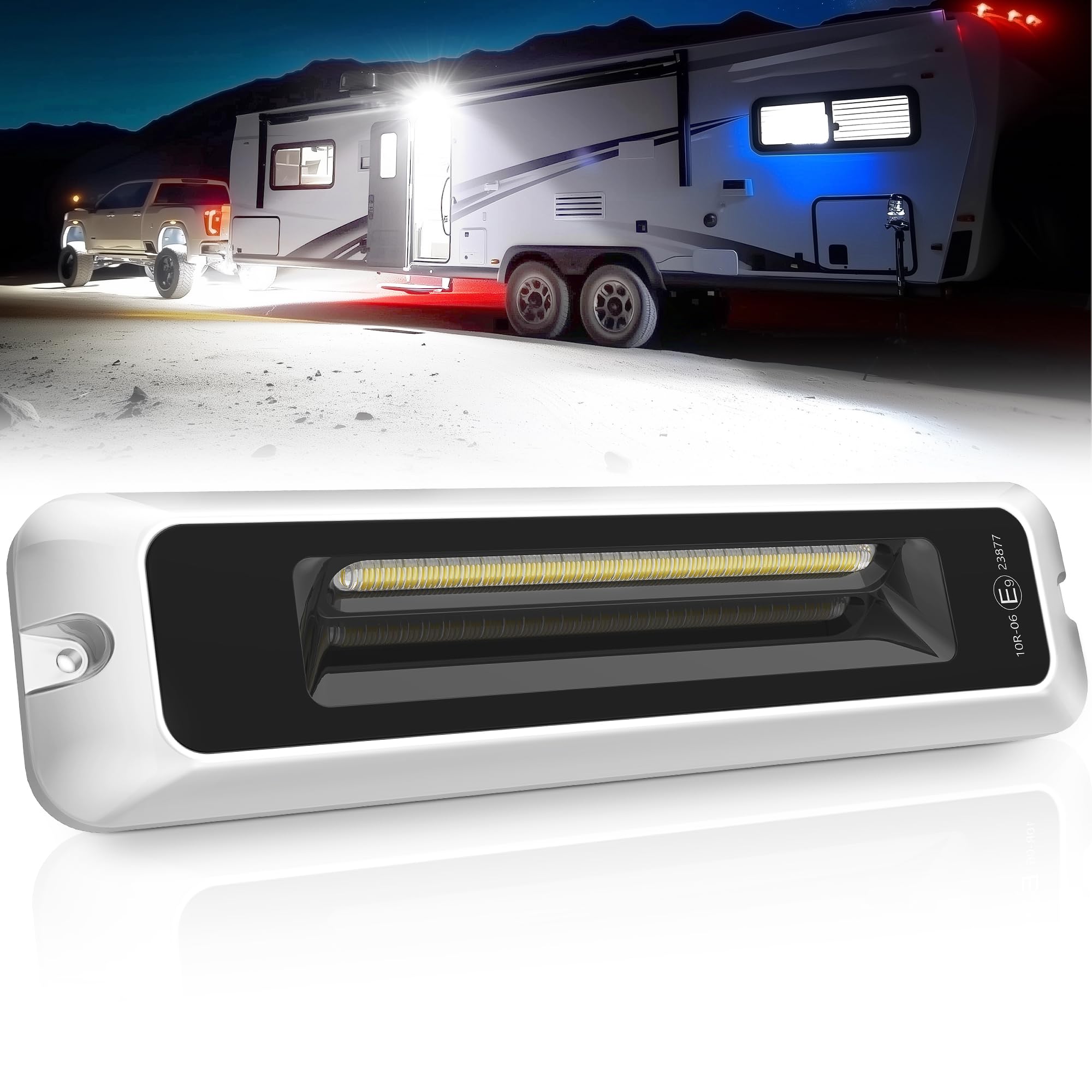 MICTUNING 8 Inch RV Exterior Porch Light, LED 6000K, Waterproof Aluminum, Black, 1 Pack