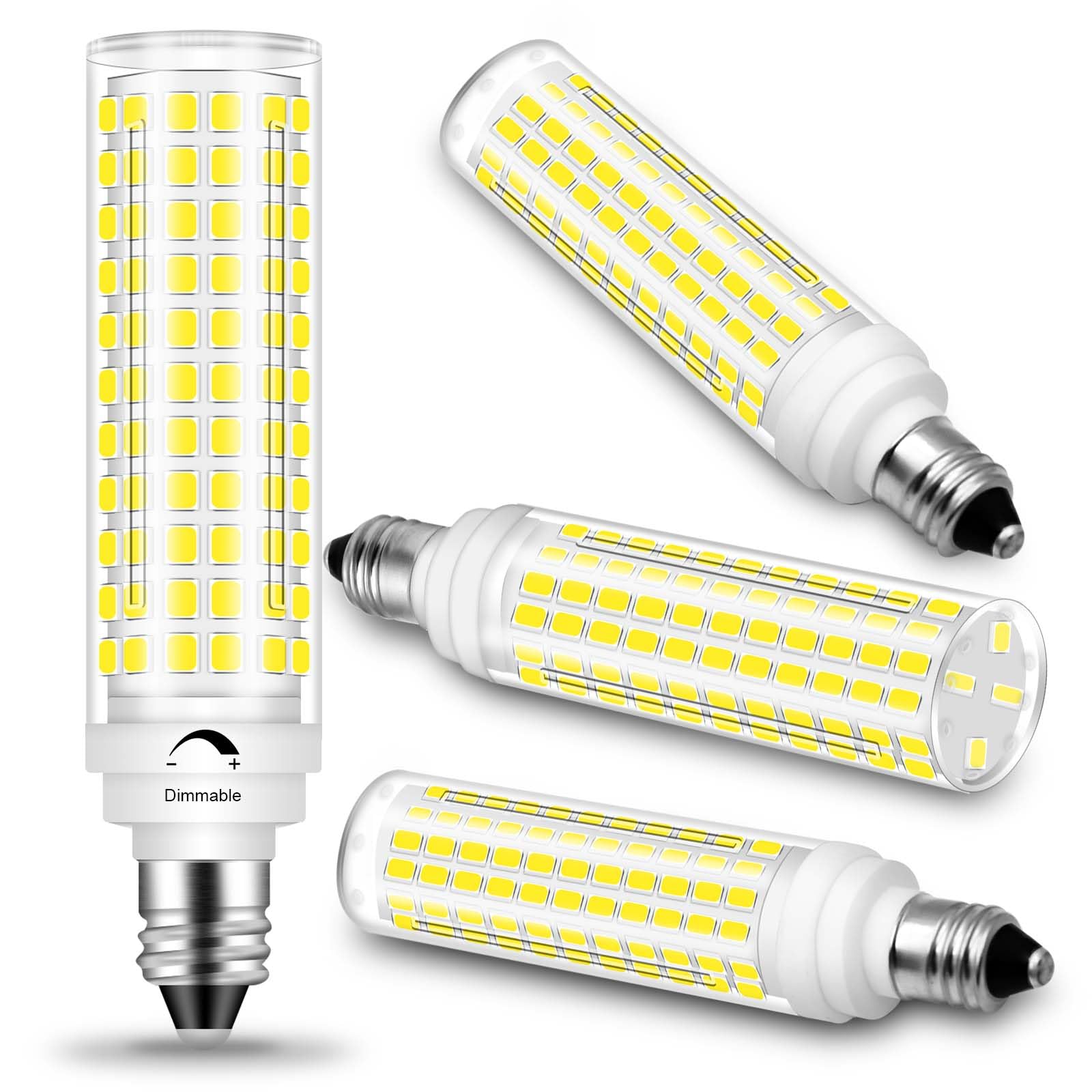 E11 Led Bulb Dimmable,100W Halogen Bulbs Equivalent,T4 Mini Candelabra Led Bulb Dimmable 10W 1000Lm,Daylight White 6000K,120V 75