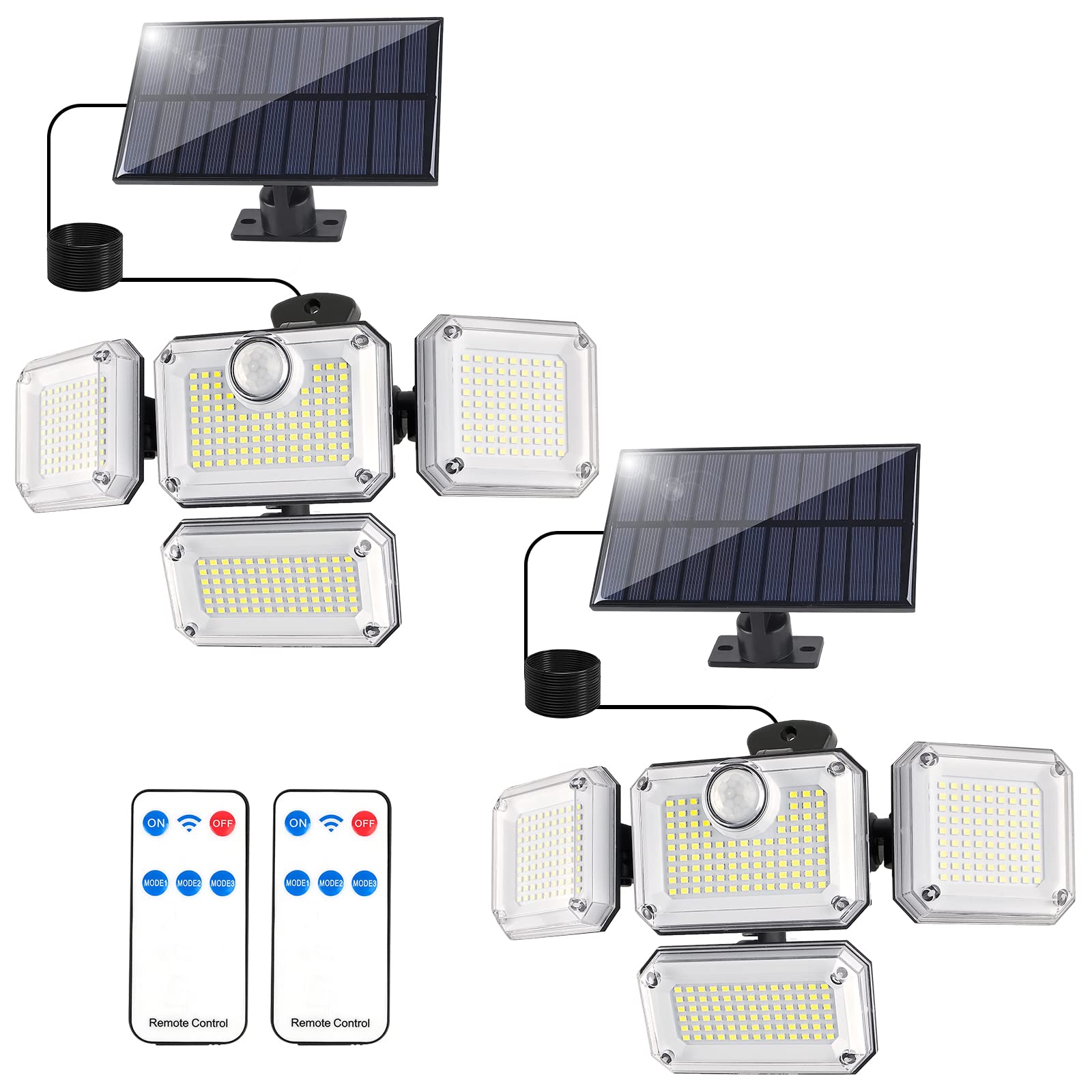 T-SUN Solar Motion Sensor Outdoor Lights, 333LED Solar Security Flood Lights with Remote Control, IP65 Waterproof 3 Lighting Mod
