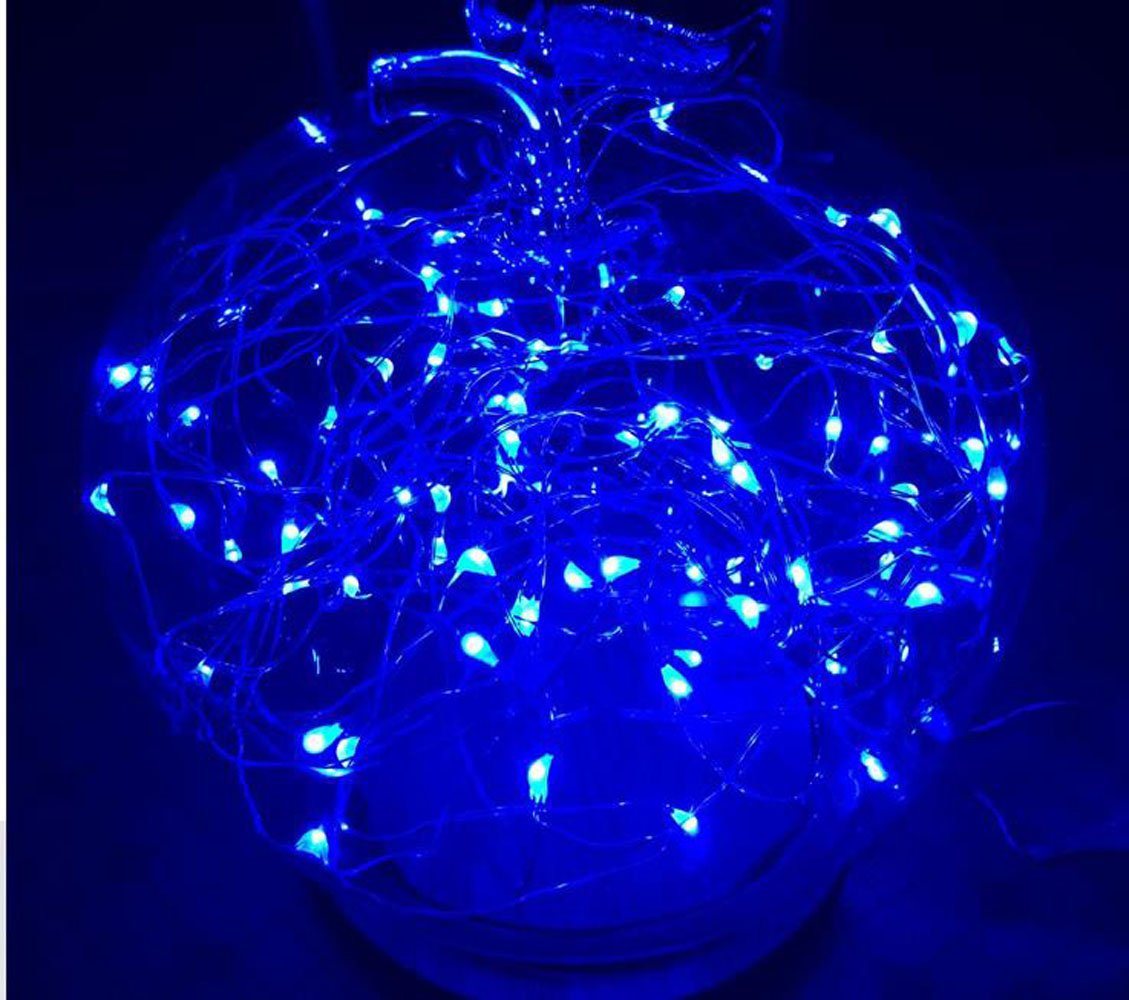[10-Pack] Led String Lights, 6.6Ft Led Moon Lights 20 Led Micro Lights On Silver Copper Wire (Batteries Include) For Diy Wedding Centerpiece, Table Decoration, Party (Blue)