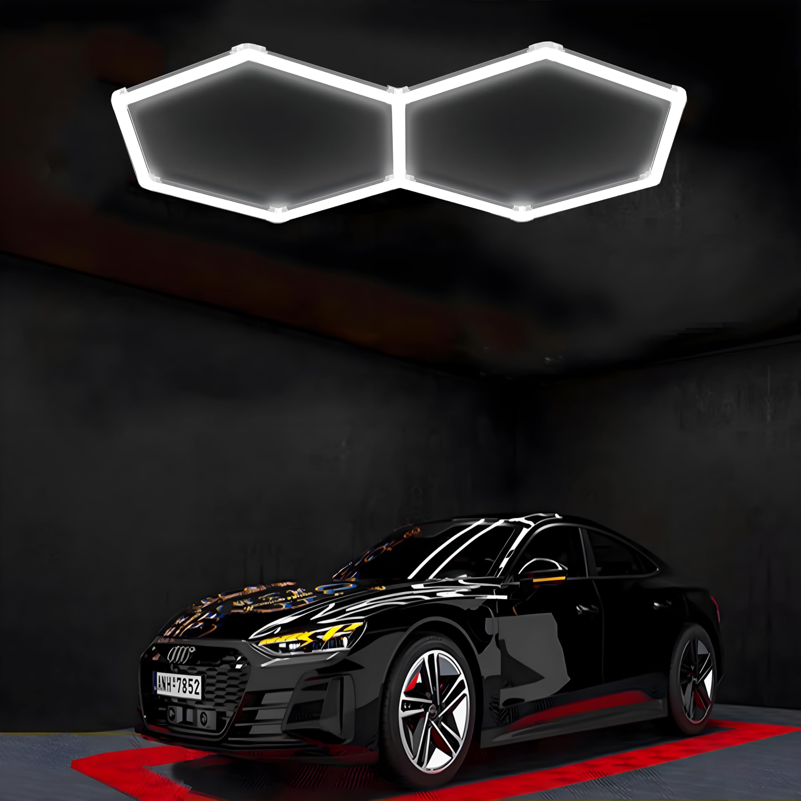 Tiyahomey Aluminum Frame LED Hexagon Garage Light,5 Hexagon Honeycomb Lights 240W 24800 Lumens Hexagon Garage Light with T5 Tube