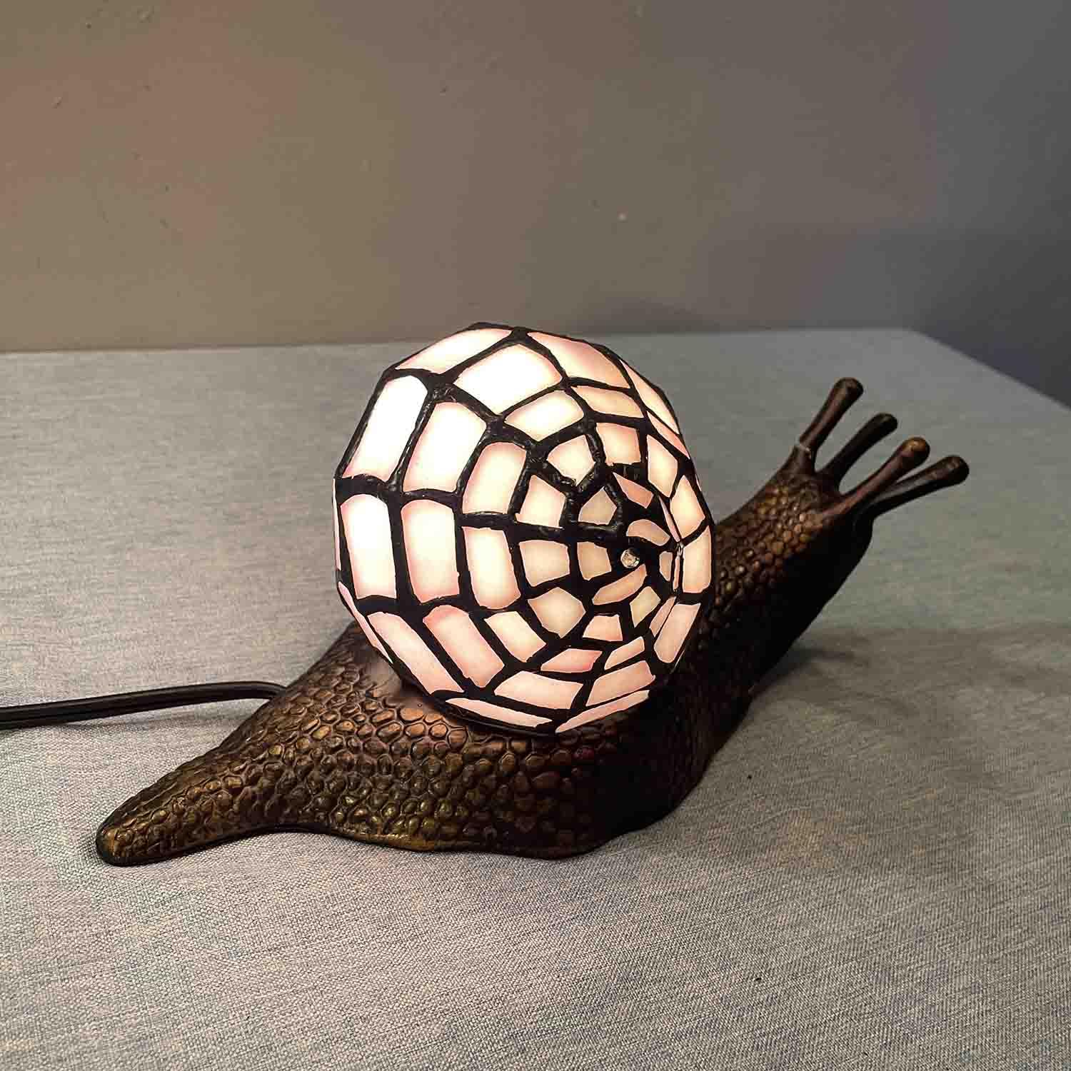 Bieye Tiffany Style Stained Glass Accent Table Lamp, Pink, 10" D x 5" W x 5" H, Model L10962, Home Decor