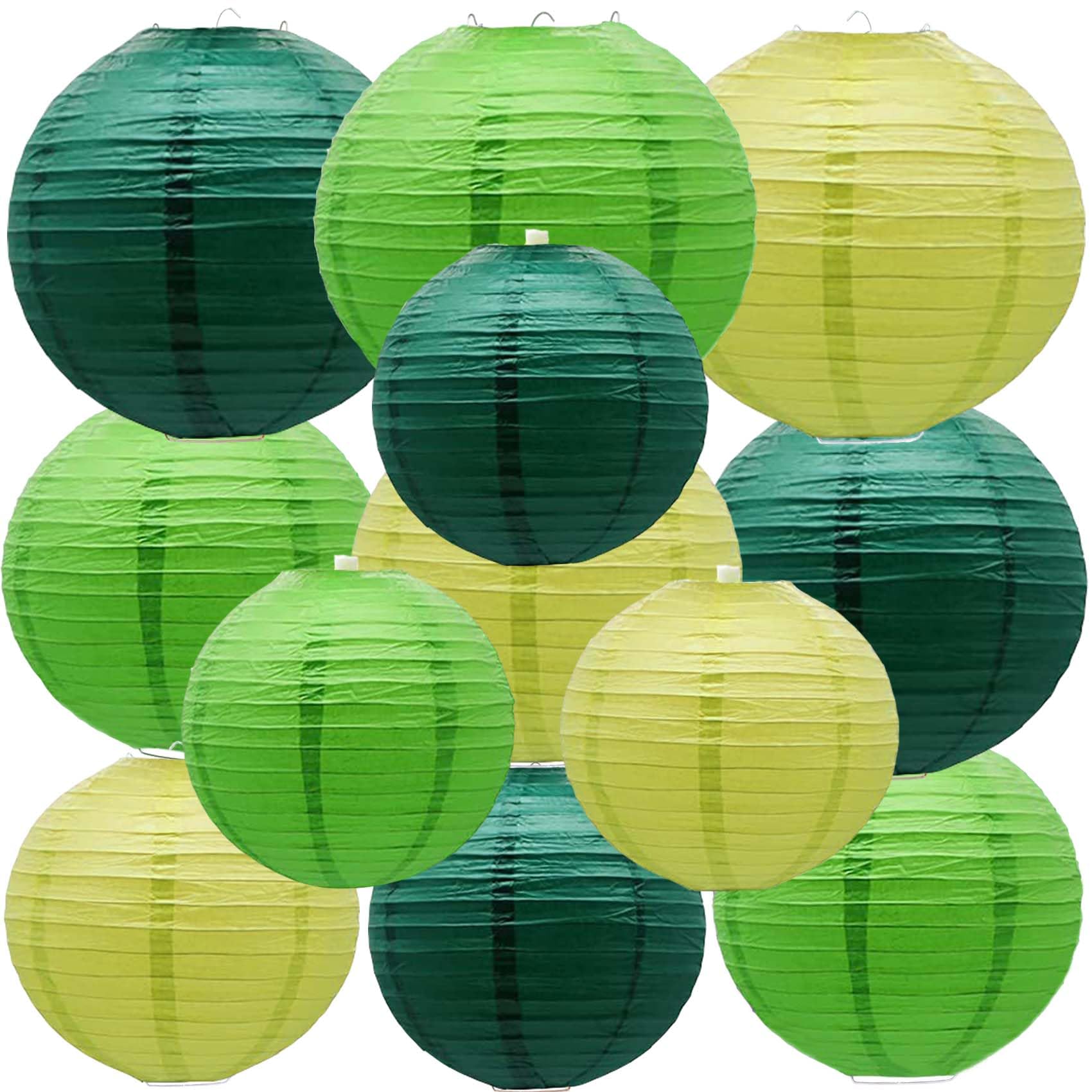 Green Paper Lanterns 12Pcs Hanging Chinese Lanterns For Wedding Birthday Baby Shower Christmas Graduation Anniversary Other Them