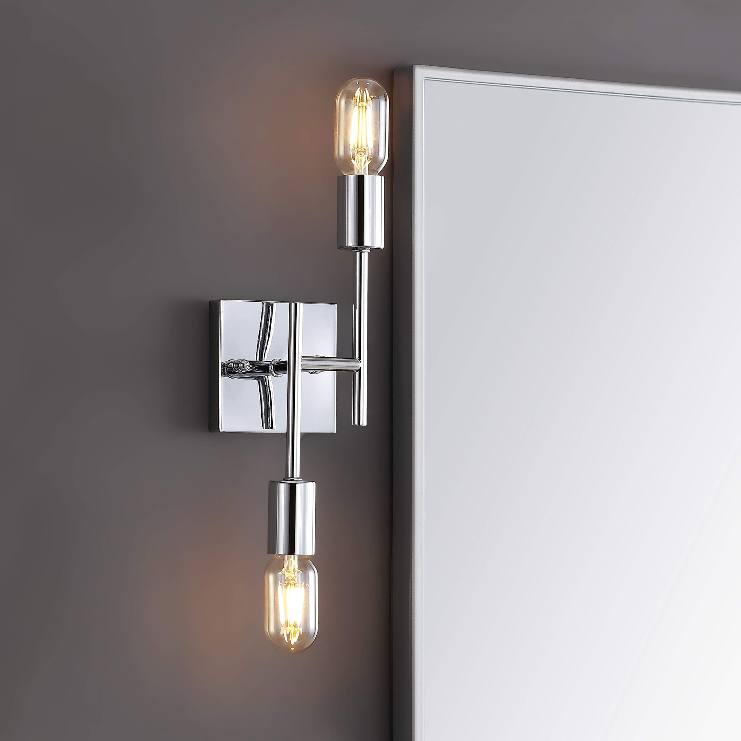 JONATHAN Y Turing 2-Light LED Wall Sconce, Chrome, Metal, 4W Bulbs, Model JYL7456A, 18.7in for Entryway,