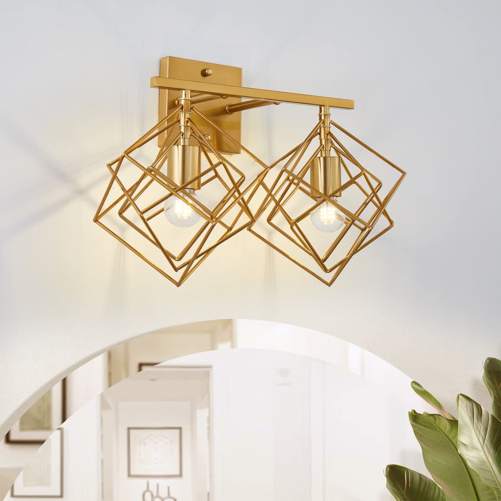 Behiya Bathroom Vanity Light With 2 Bulbs Bathroom Light Fixtures Over Mirror With Rotatable 2 Cube Shades Modern Wall Mounted B