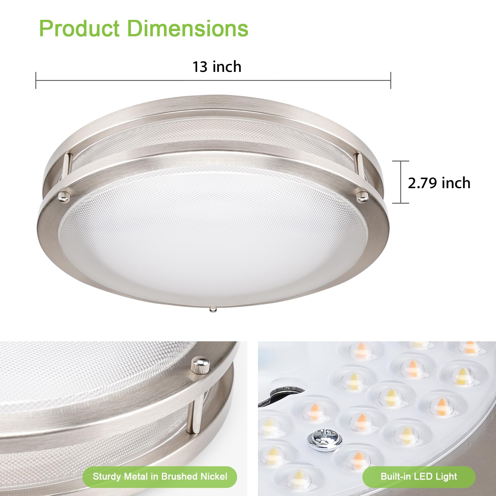 Elekeed 2Pack 36W Led Ceiling Light Fixture, 13Inch Flush Mount Ceiling Light With Double Shade Design Super Bright 3600 Lumen,