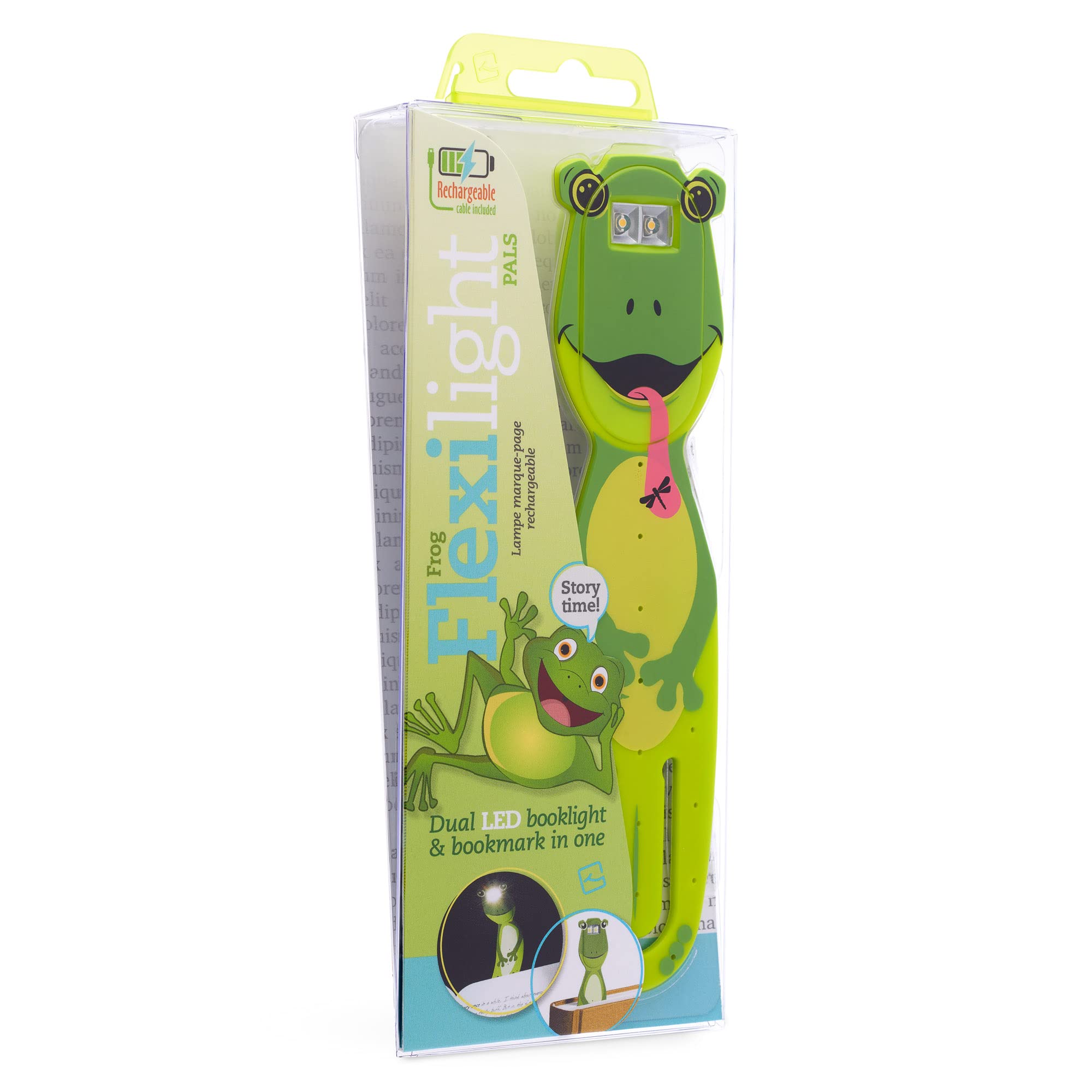 Gifts For Readers & Writers Flexilight Pal Bookmark Reading Light - Rechargeable Led Clip On Lamp, Frog Color, Model Flp