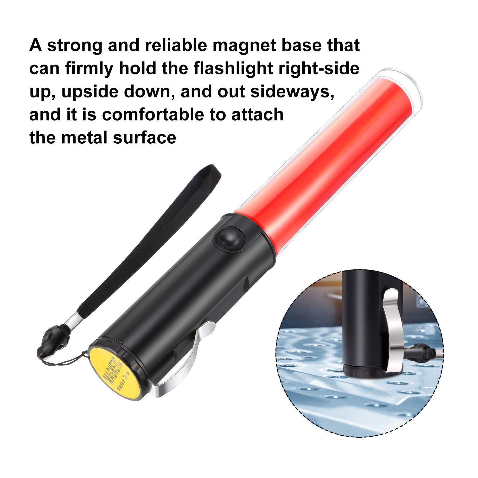Weewooday 2 Pieces Led Signal Wand Traffic Flashlight, 11 Inch, Battery Powered, Durable, Waterproof, Wide Application