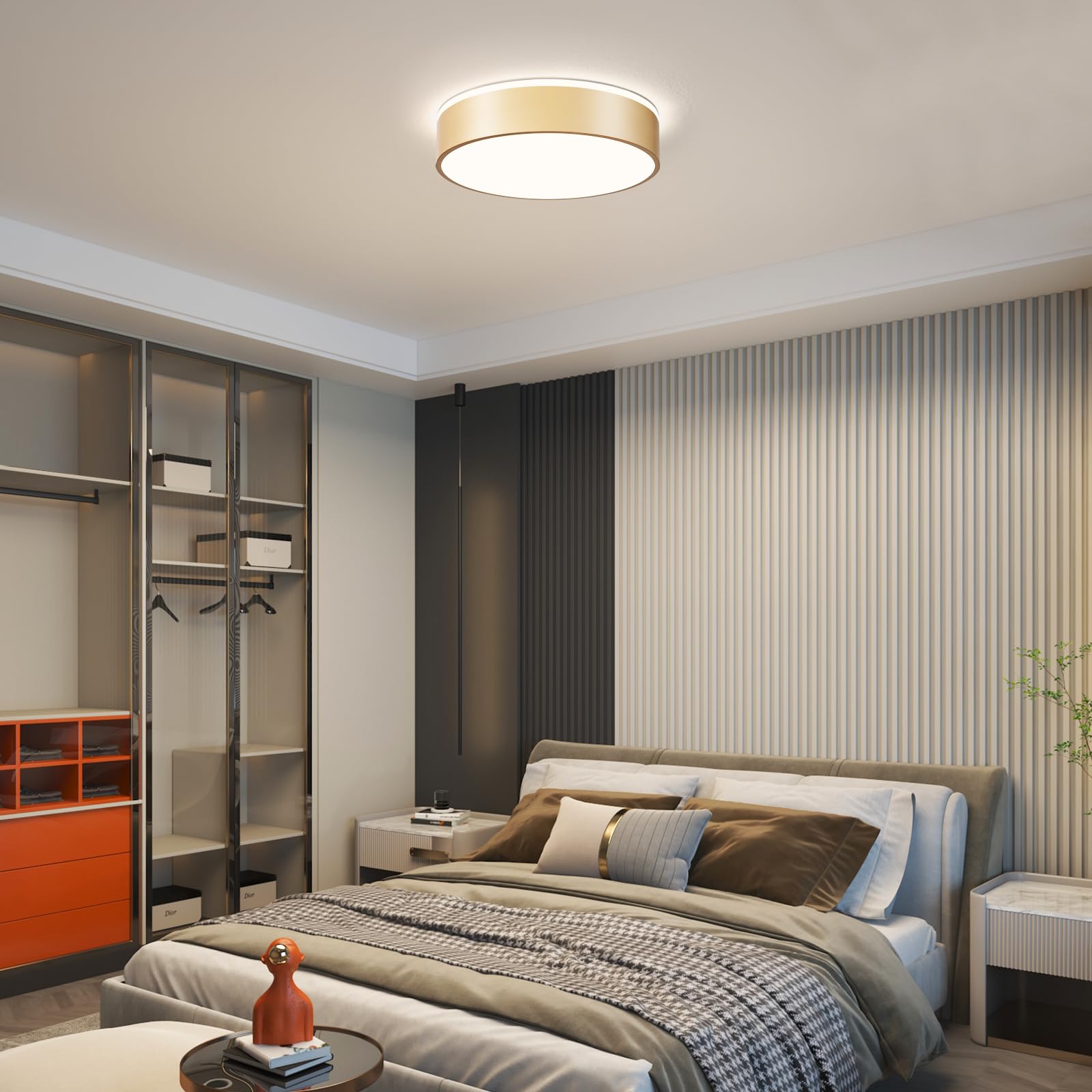 Vikaey Gold Led Ceiling Light Modern Flush Mount Light Fixture Round Metal Ceiling Lamp For Living Room Entryway Bedroom Kitchen